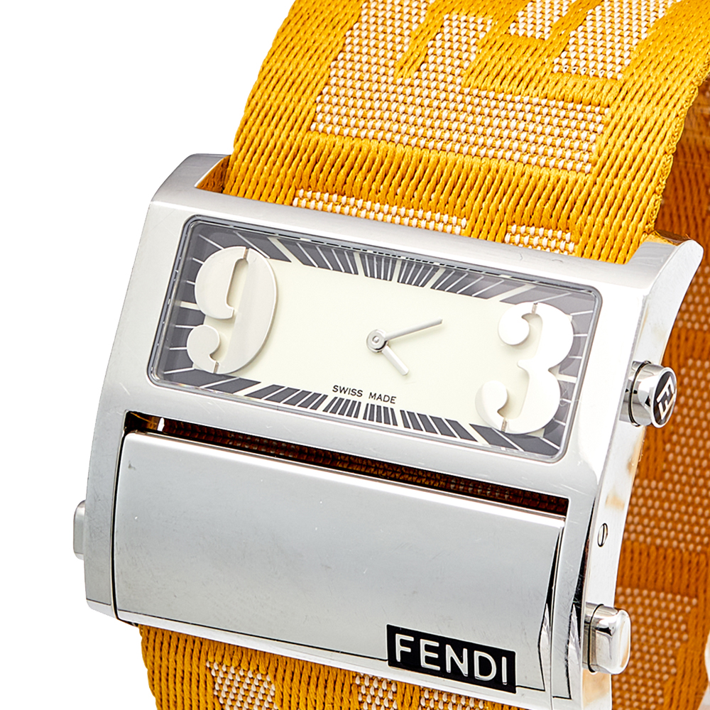 

Fendi Cream Stainless Steel Canvas Zip Code