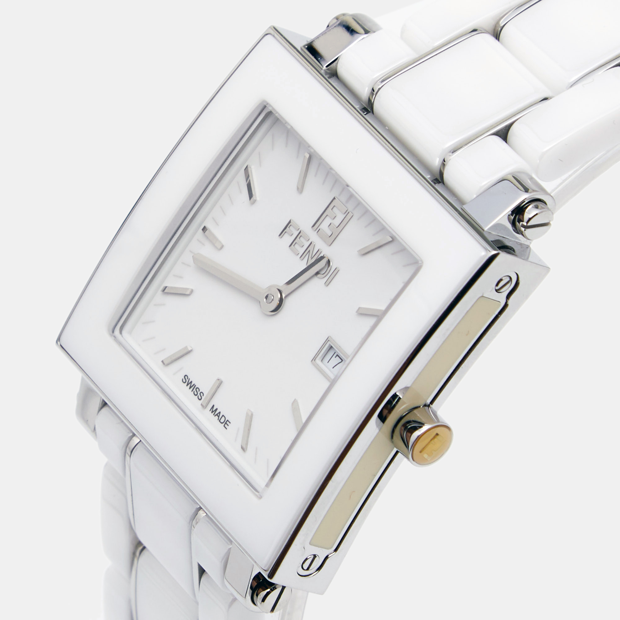 

Fendi White Ceramic Stainless Steel Quadro