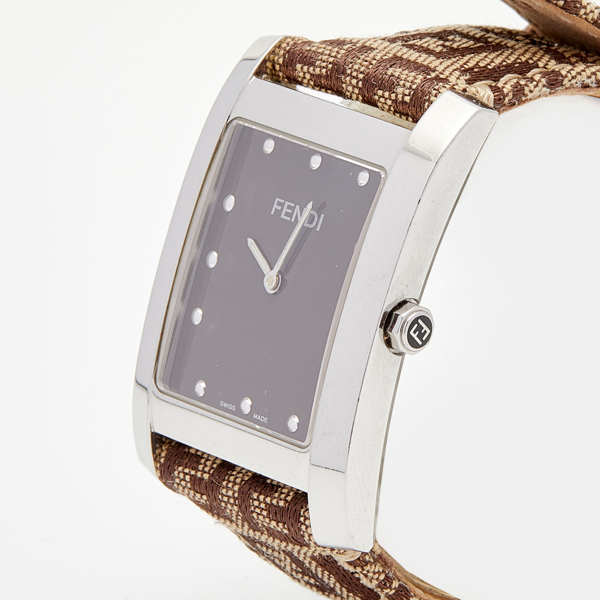 

Fendi Brown Stainless Steel Canvas Classic