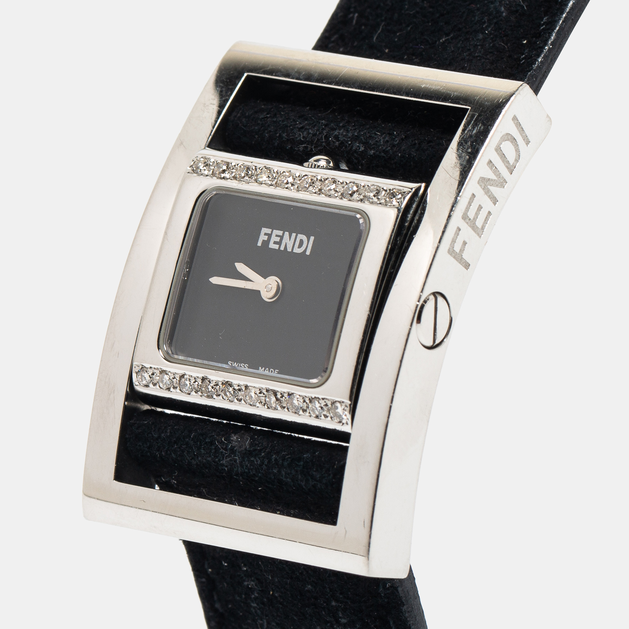 

Fendi Black Stainless Steel Leather Diamond Classic