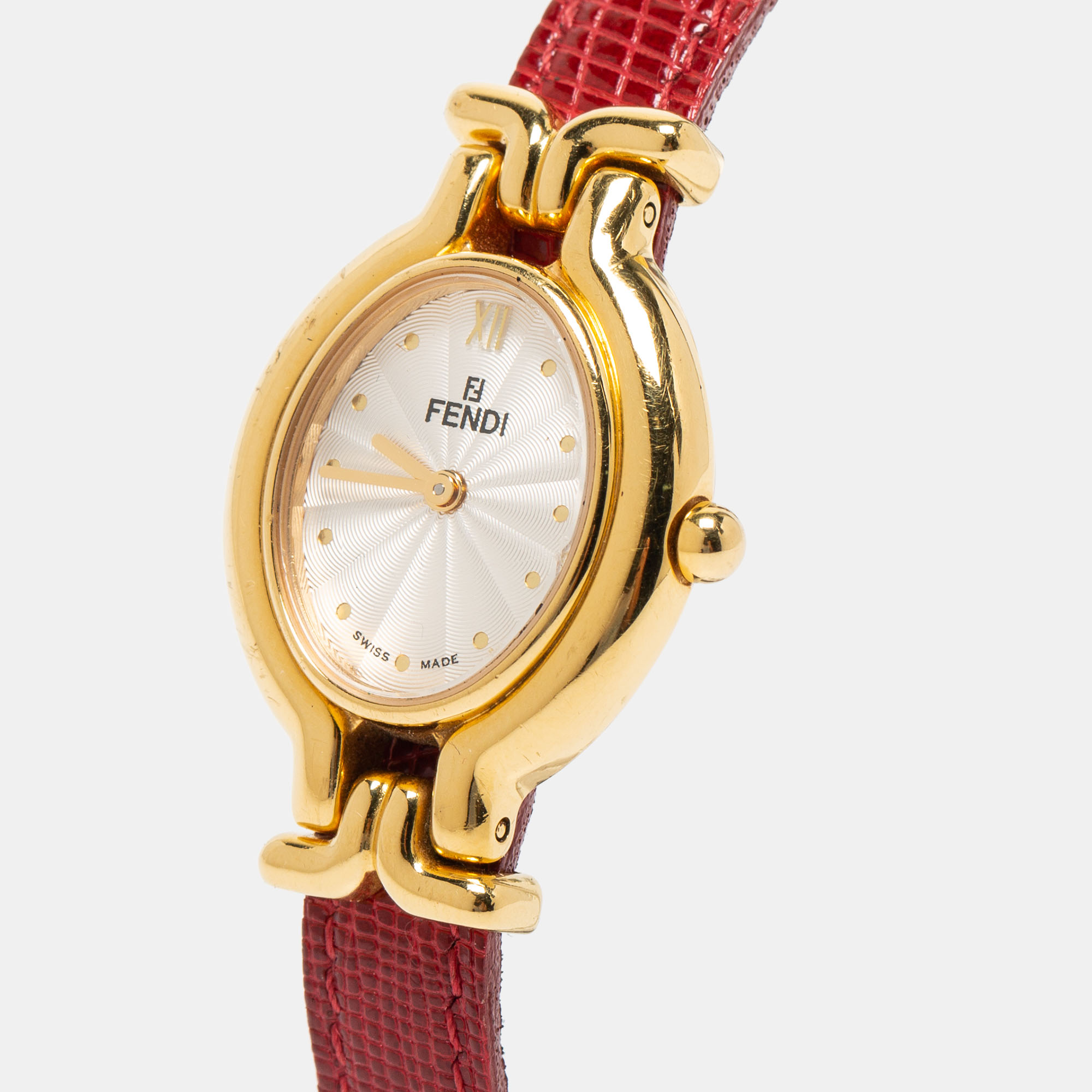 

Fendi Silver Gold Plated Stainless Steel Leather