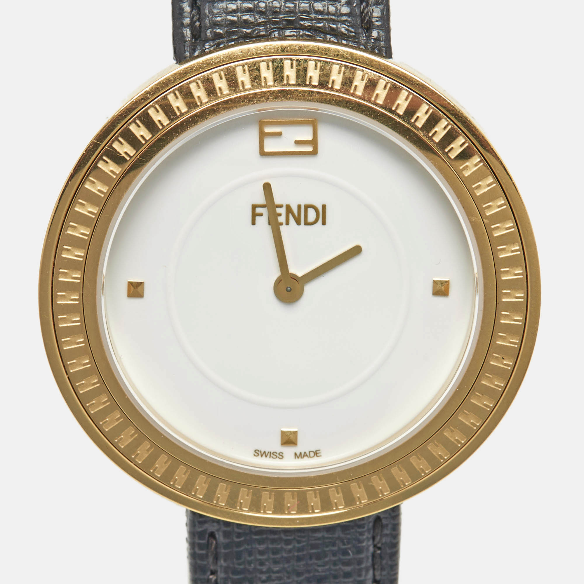 

Fendi White Gold Plated Stainless Steel Leather My Way