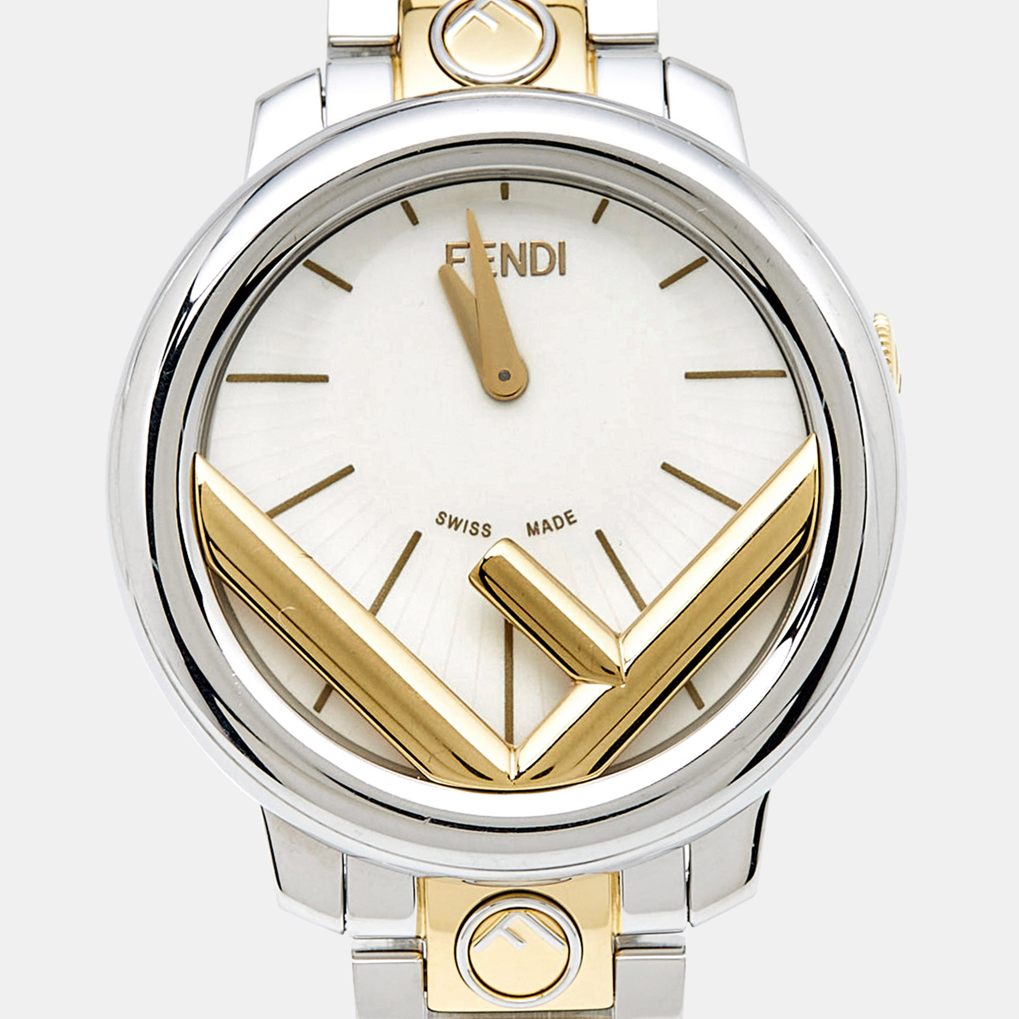 

Fendi White Two-Tone Stainless Steel Run Away FOW802A2YKF0QA0 Women's Wristwatch, Silver