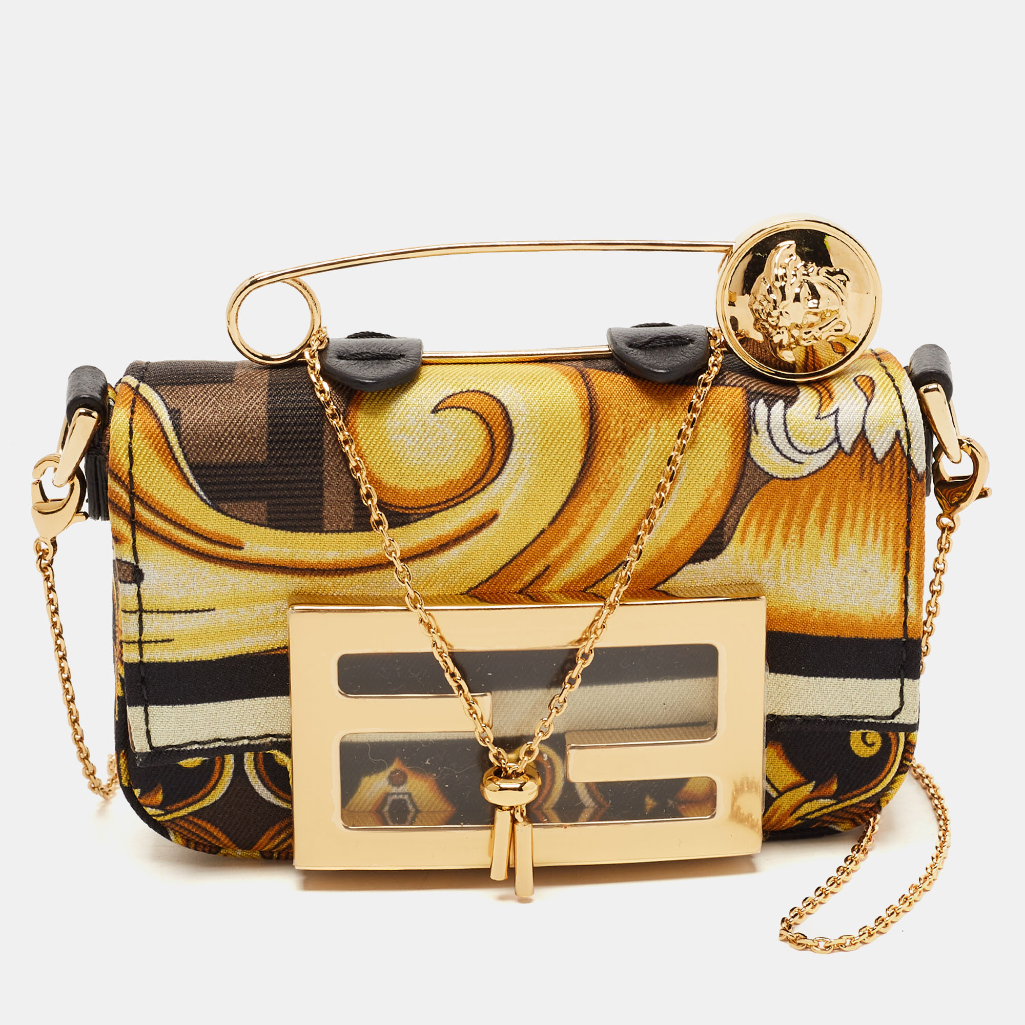 Fendi x Versace Fendace Chain Baguette Charm Bag