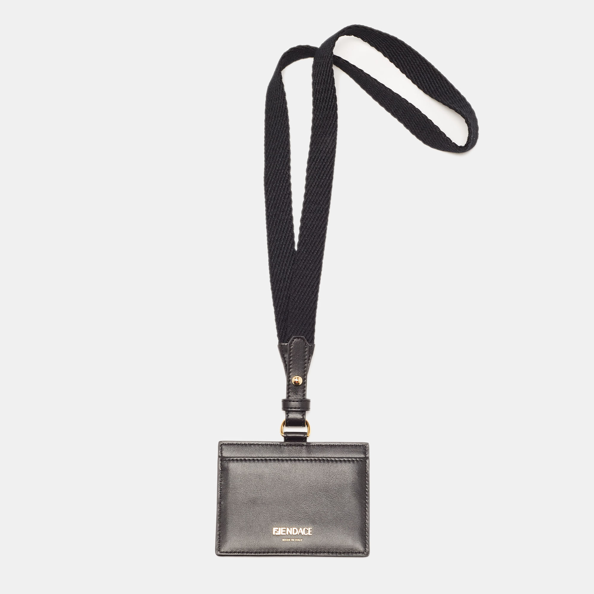 

Fendi x Versace Black/Gold Leather Fendace Lanyard Card Holder