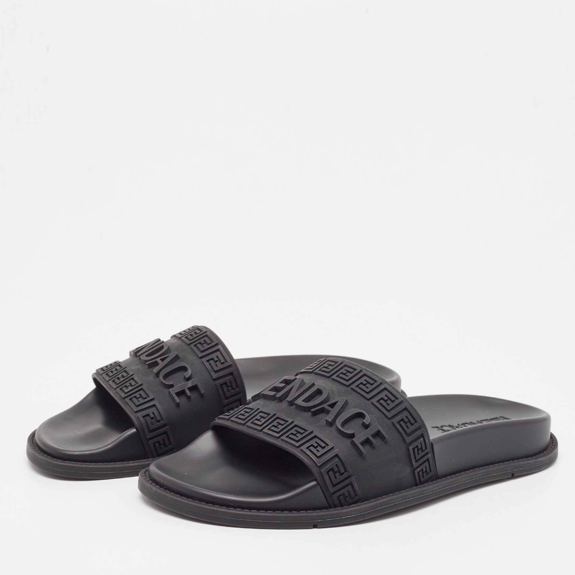 

Fendi x Versace Black Rubber Flat Slides Size