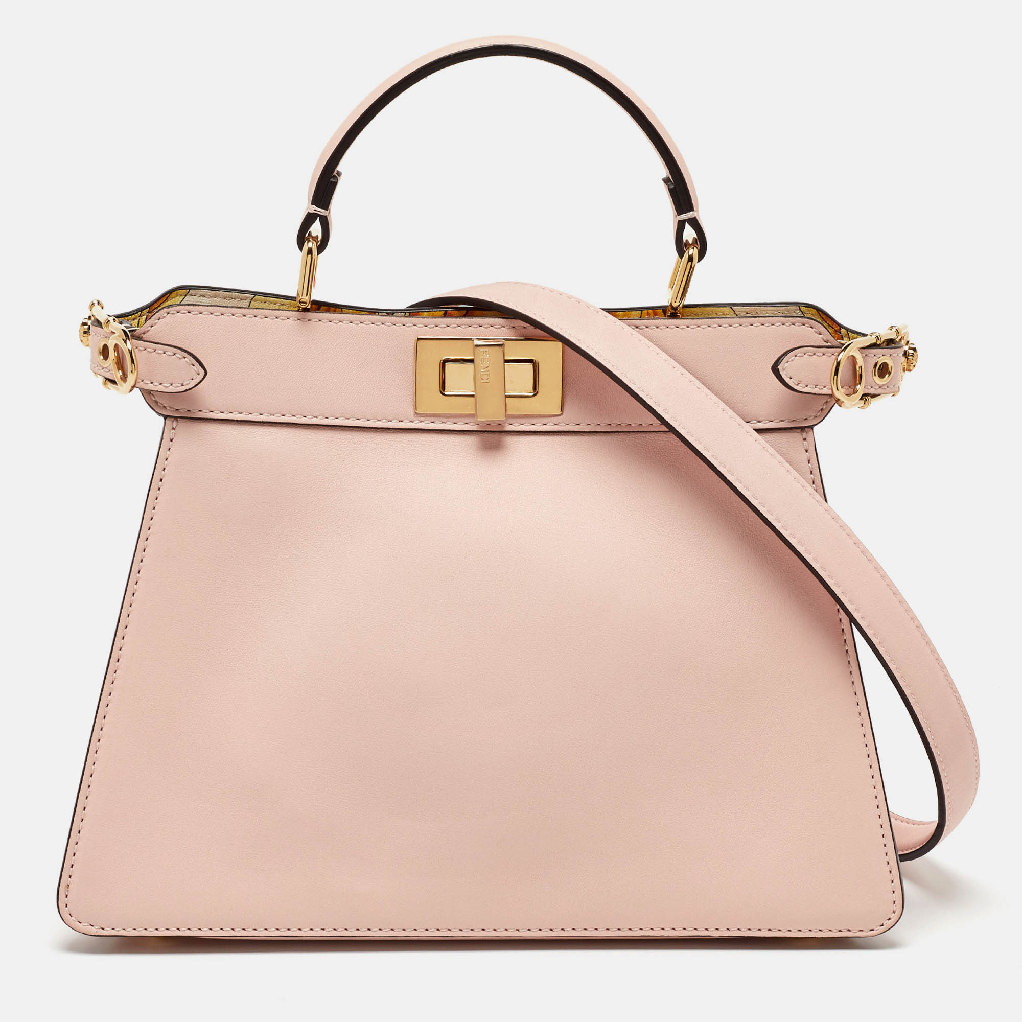 

Fendi x Versace Light Pink Leather Peekaboo Iseeu Top Handle Bag