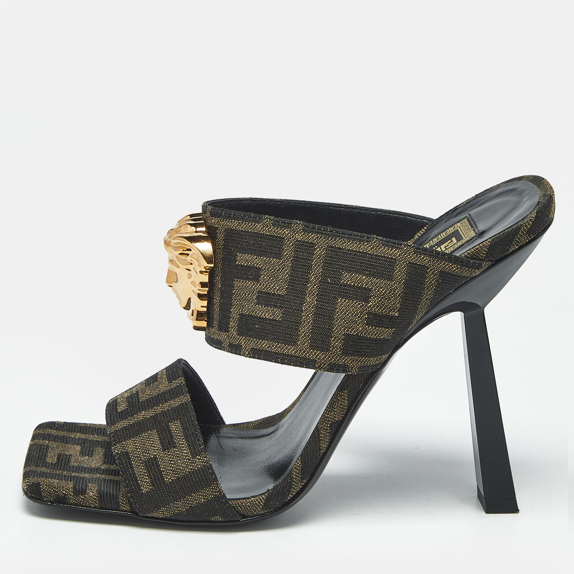 

Fendi x Versace Brown Zucca Canvas Medusa Slide Sandals Size, Green