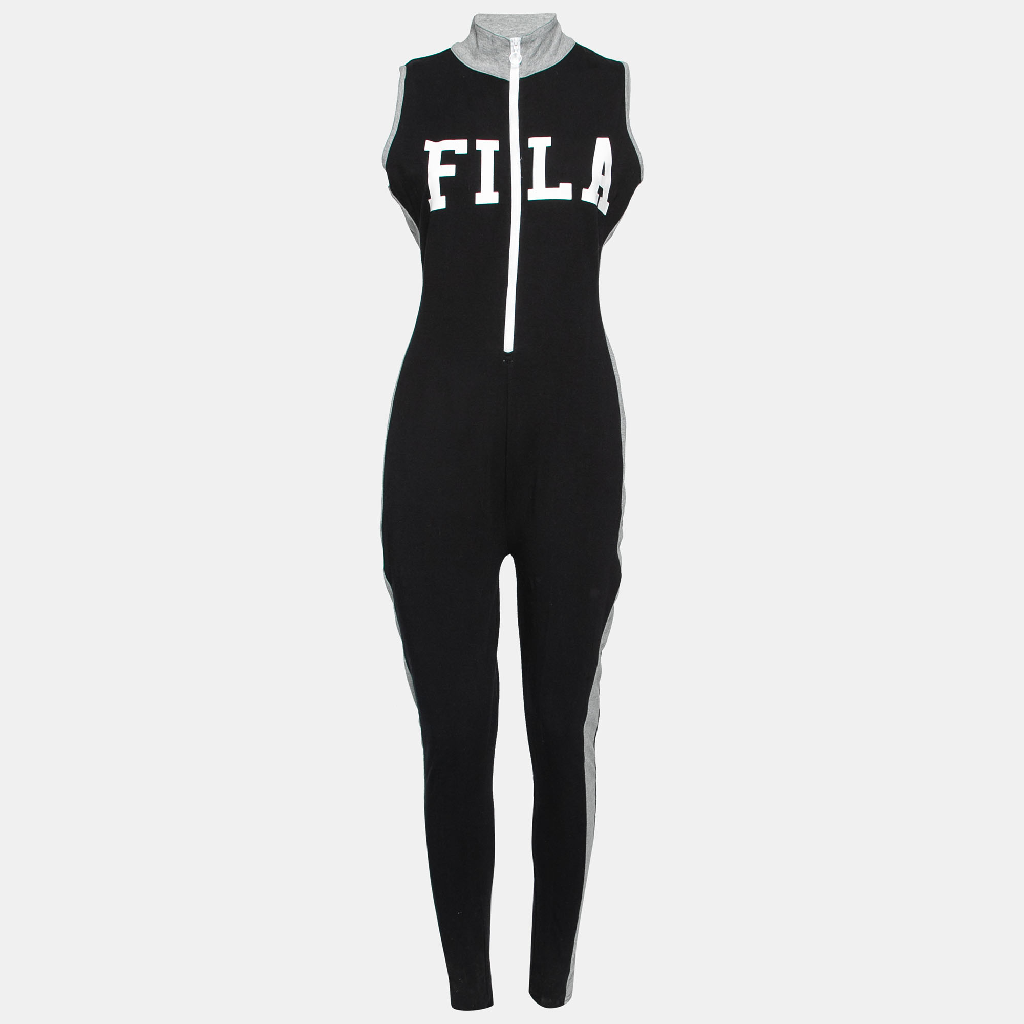 

Fila Black & Grey Logo Printed Cotton Sleeveless Jumpsuit M