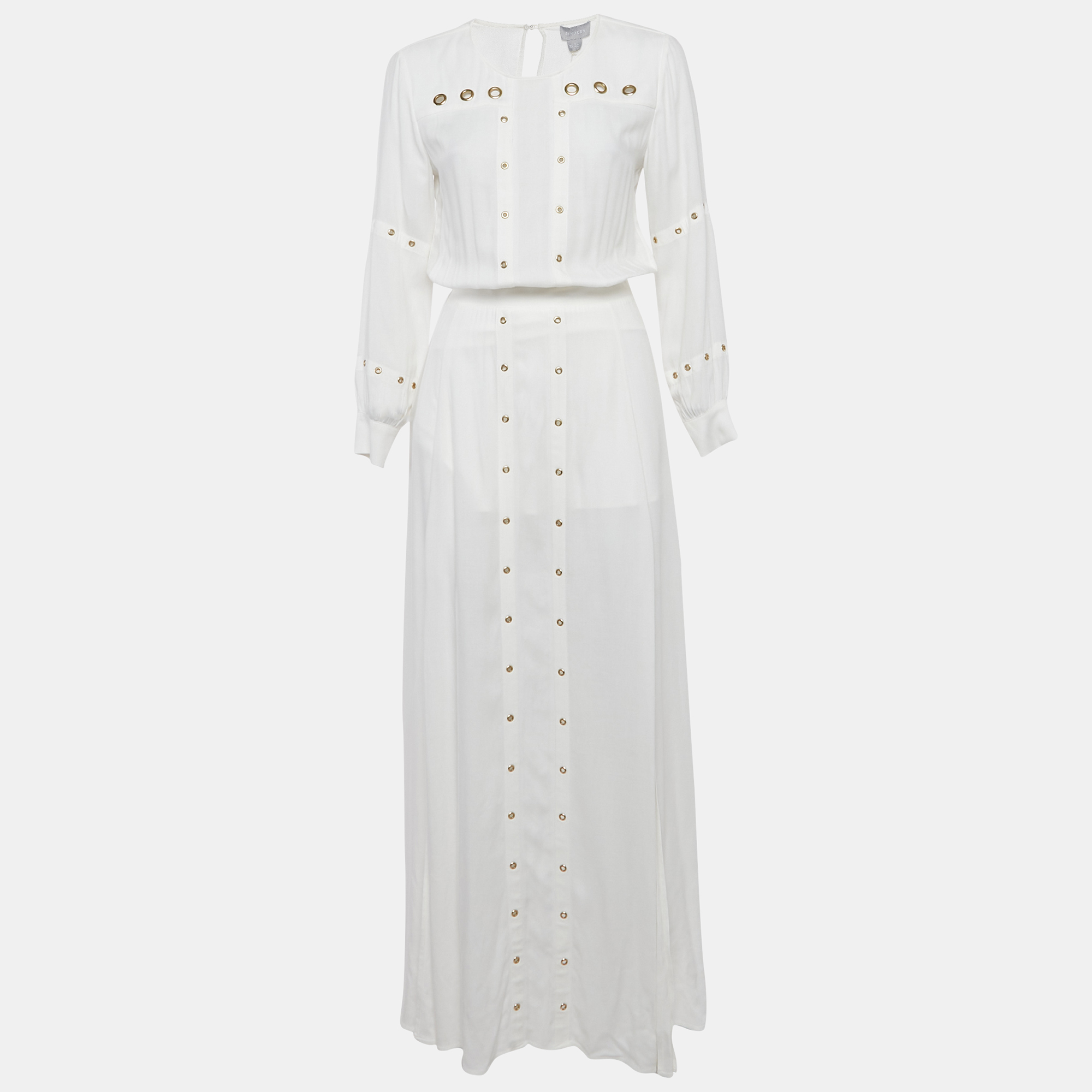 

Finders Keepers The Label White Crepe Grommet Detail Maxi Dress XS