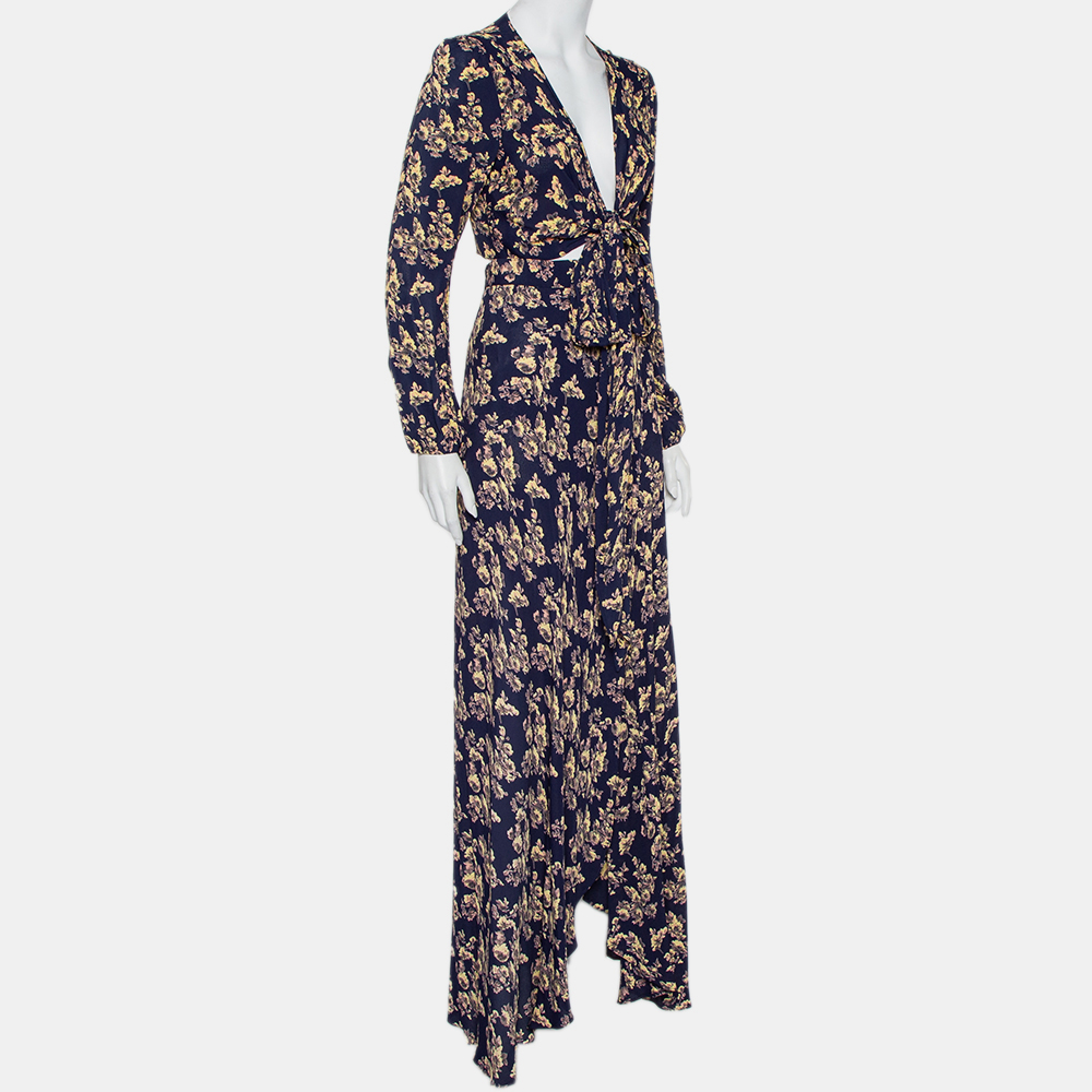 

Flynn Skye Navy Blue Floral Print Wrap Top & Skirt Set