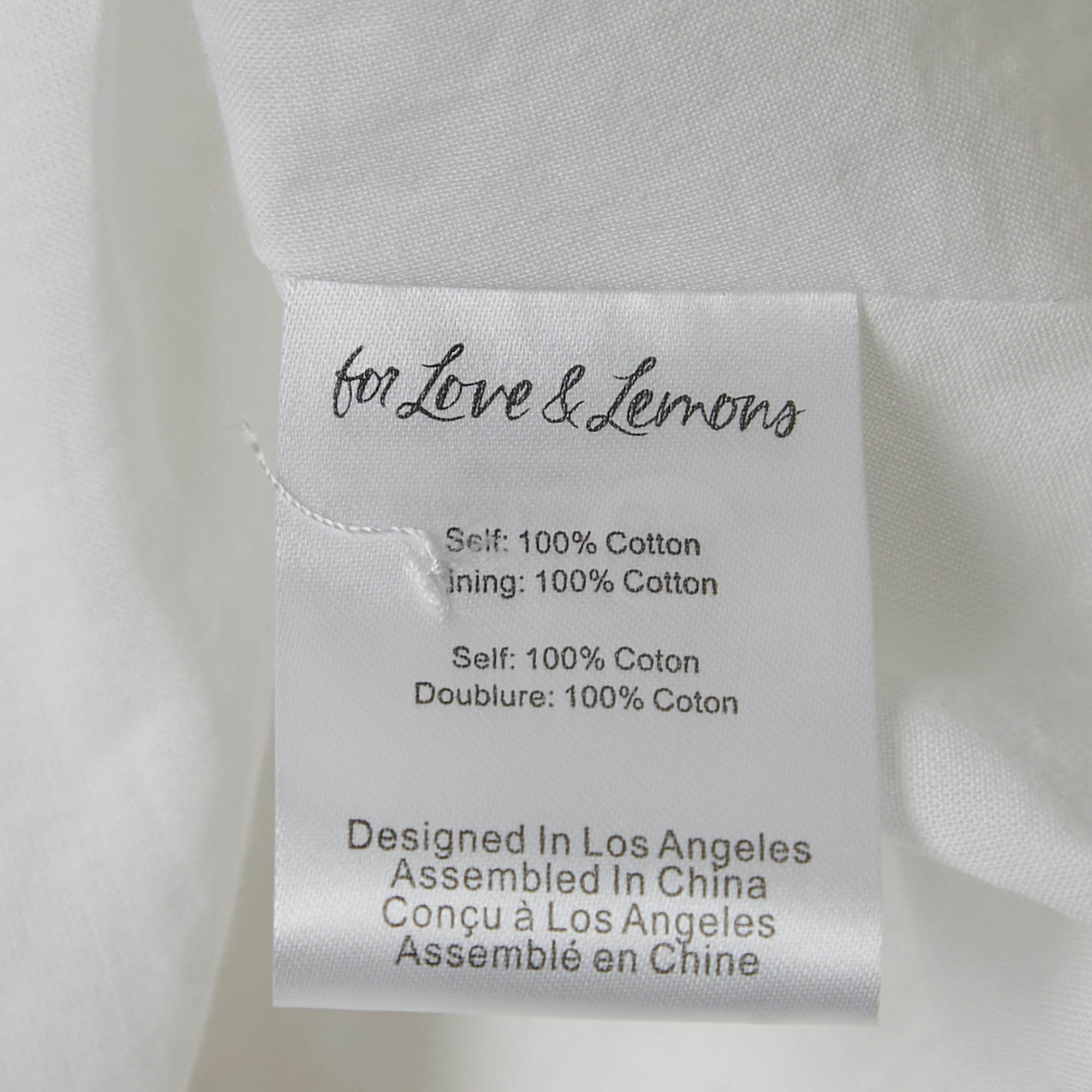 For Love And Lemons White Embroidered Cotton Sleeveless Mini Dress L 