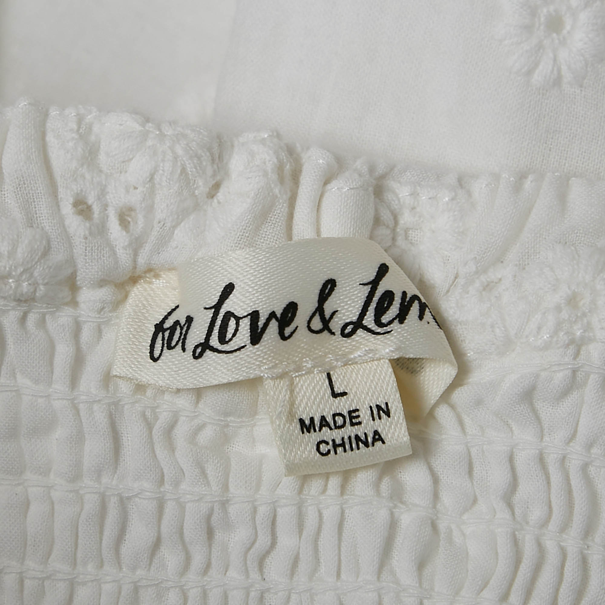 For Love And Lemons White Embroidered Cotton Sleeveless Mini Dress L 