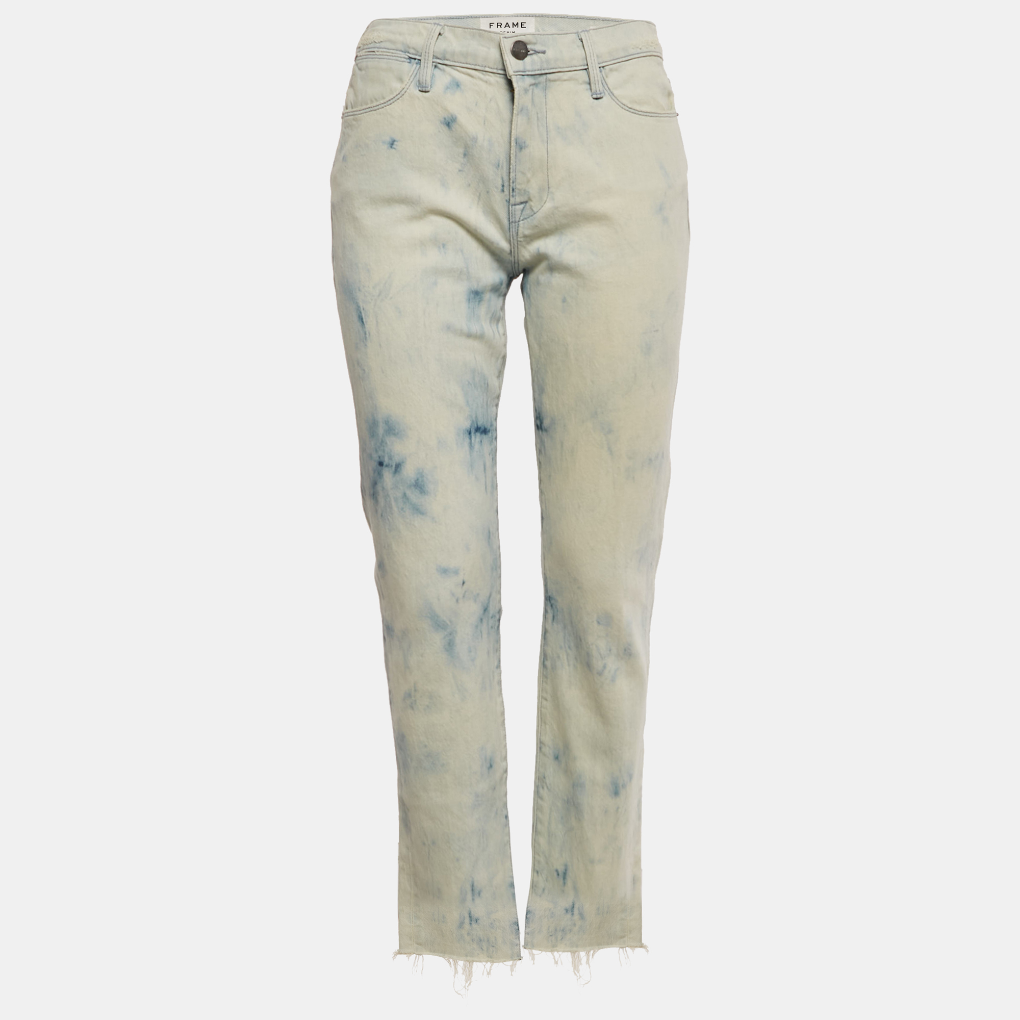 Pre-owned Frame Blue Denim Washed Skinny Le High Straight S/waist 27"