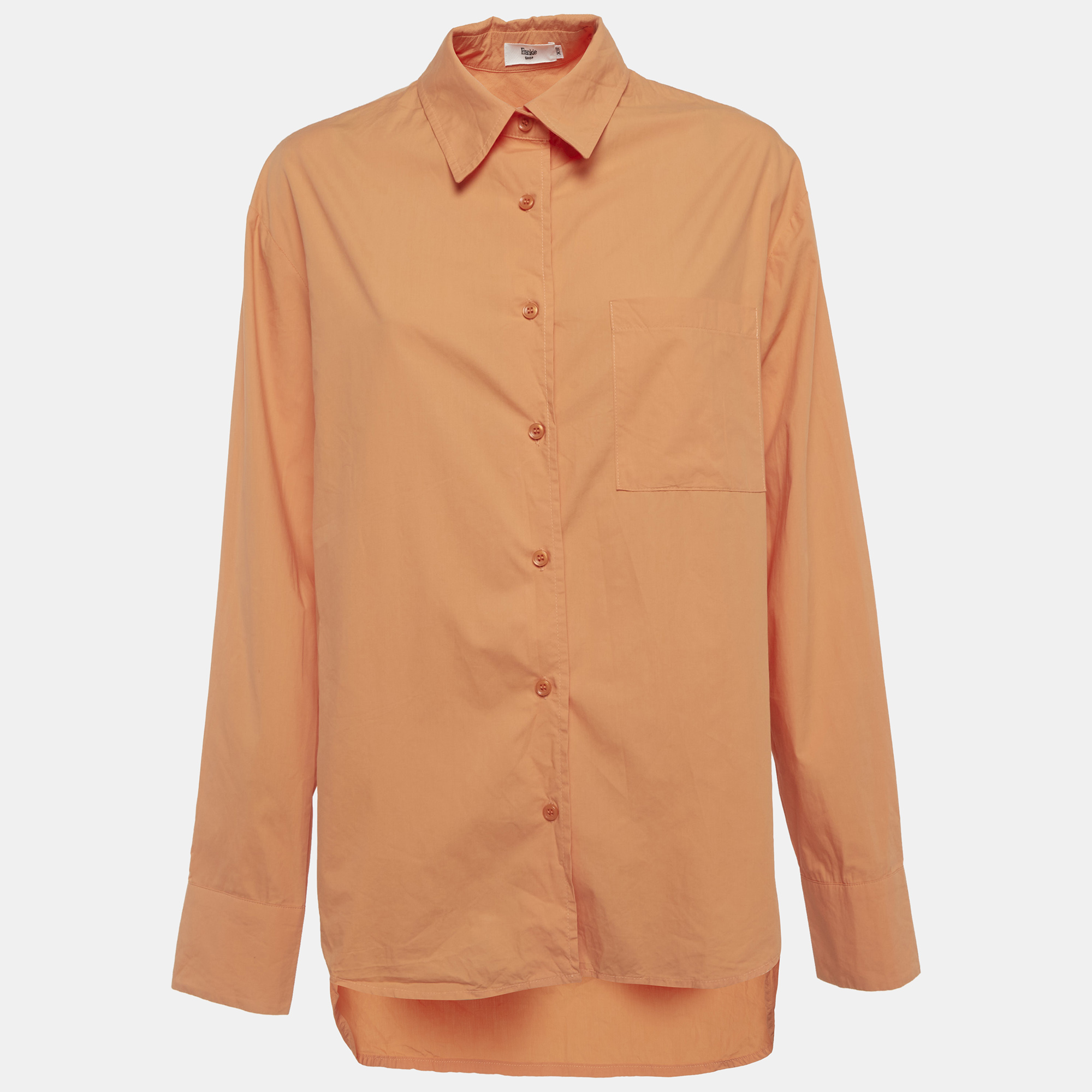 

Frankie Shop Orange Cotton Oversized Button Shirt