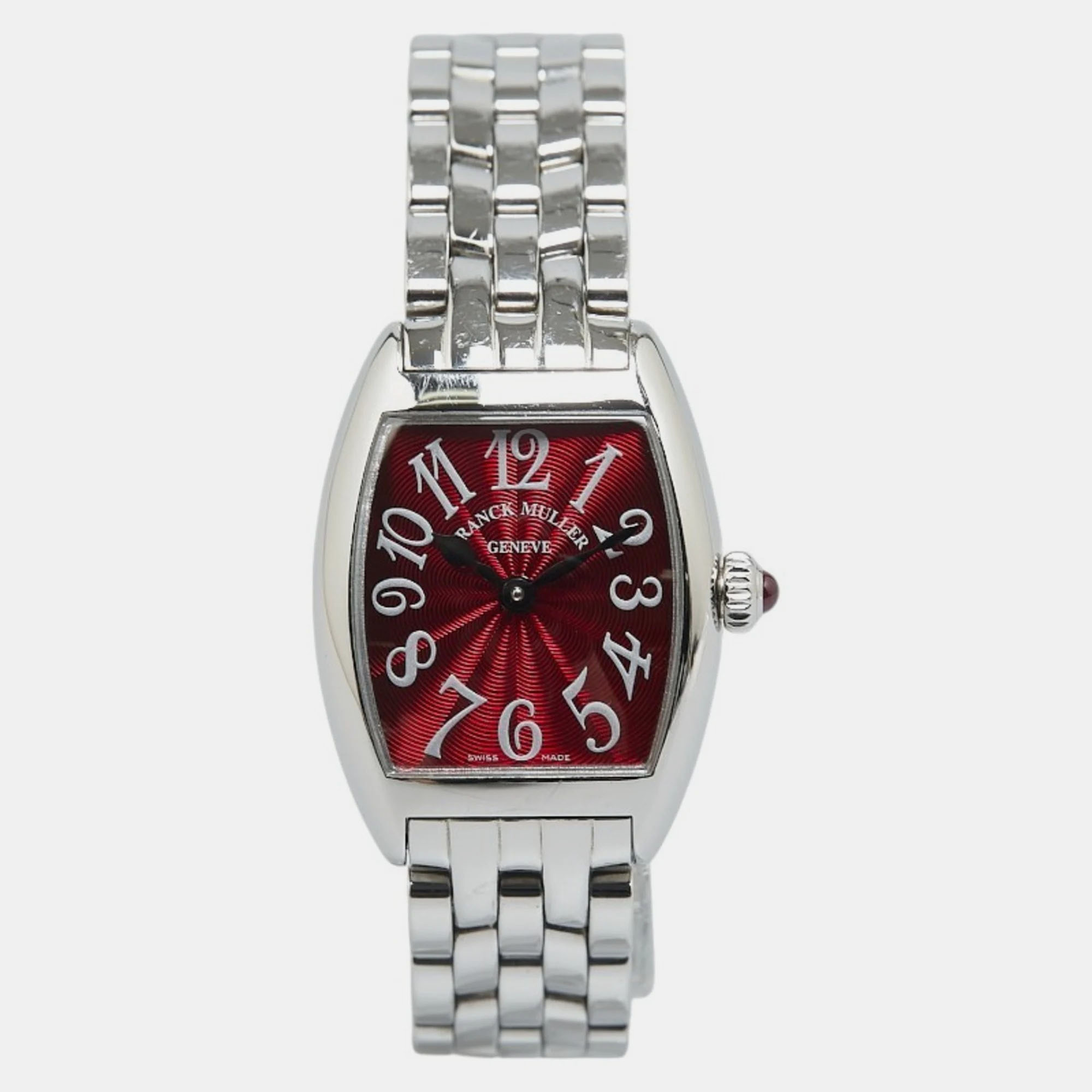 

Franck Muller Red Dial Stainless Steel Tono Curvex Quartz Women's Wristwatch 29.7 mm