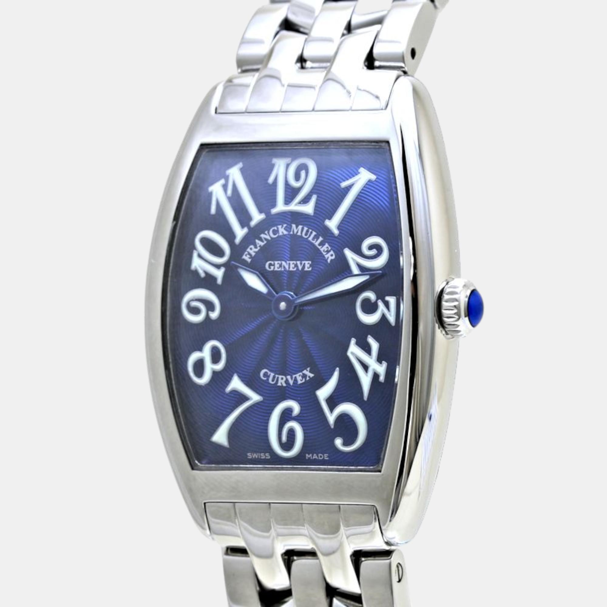 

Franck Muller Blue Stainless Steel Cintree Curvex 1752QZ AC Quartz Women's Wristwatch 25 mm