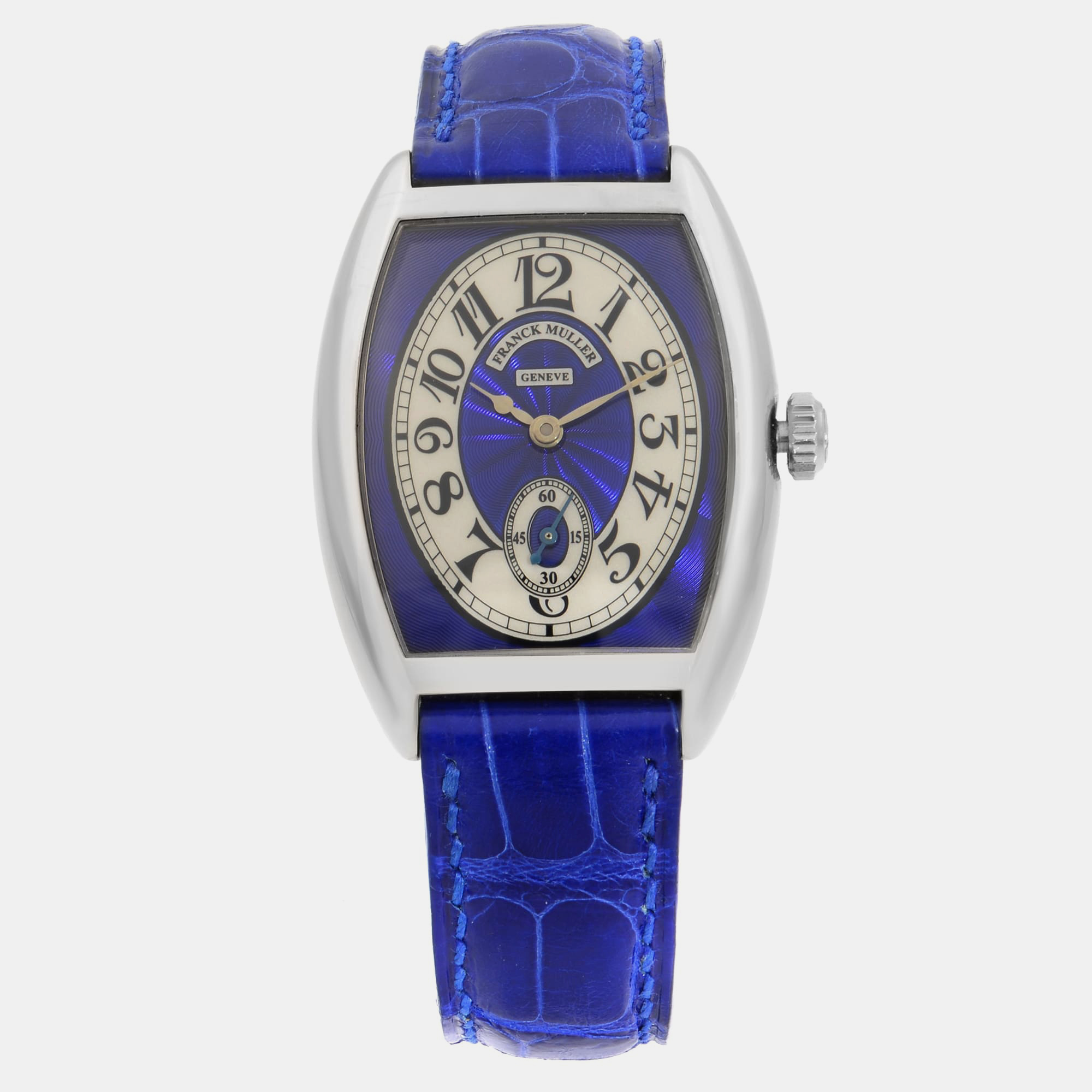 

Franck Muller Blue 18k White Gold Cintree Curvex 7502 S6 Manual Winding Women's Wristwatch 29 mm