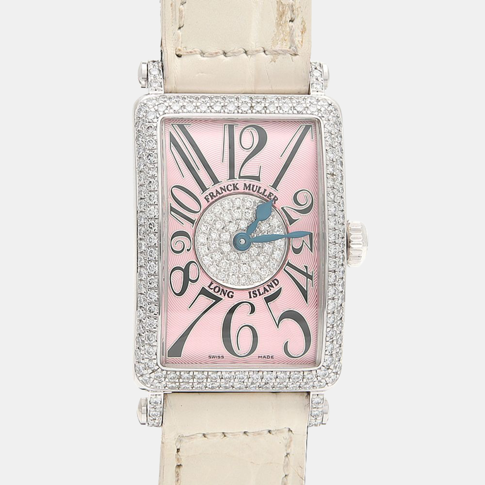 

Franck Muller Long Island Diamond Quartz White Gold Women's Wristwatch 23 mm, Pink