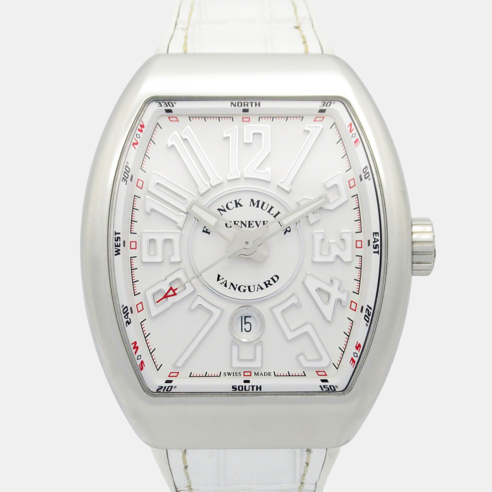 Pre-owned Franck Muller Vanguard Yachting V45scdt Automatic White Stainless Steel Women's Wristwatch 44 Mm