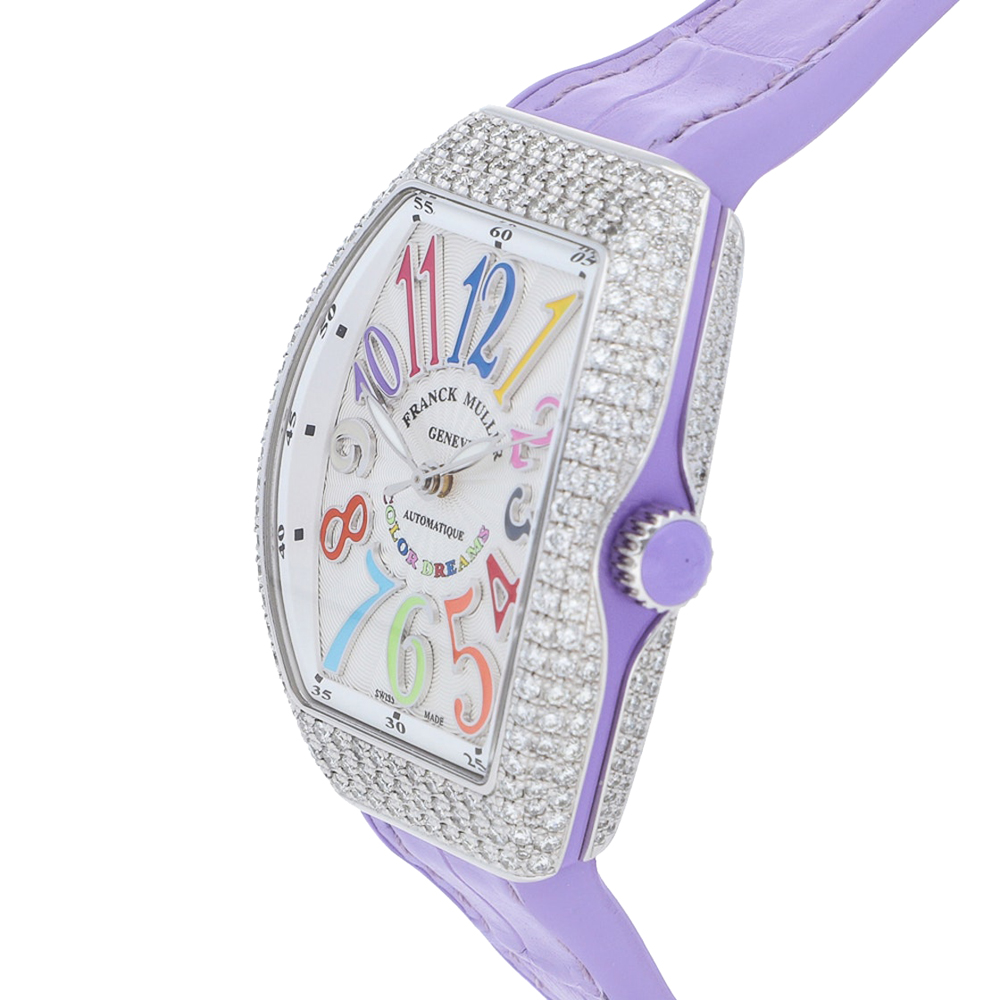 

Franck Muller Silver Diamonds Stainless Steel Vanguard V SC AT AC FO COL D VL Women's Wristwatch