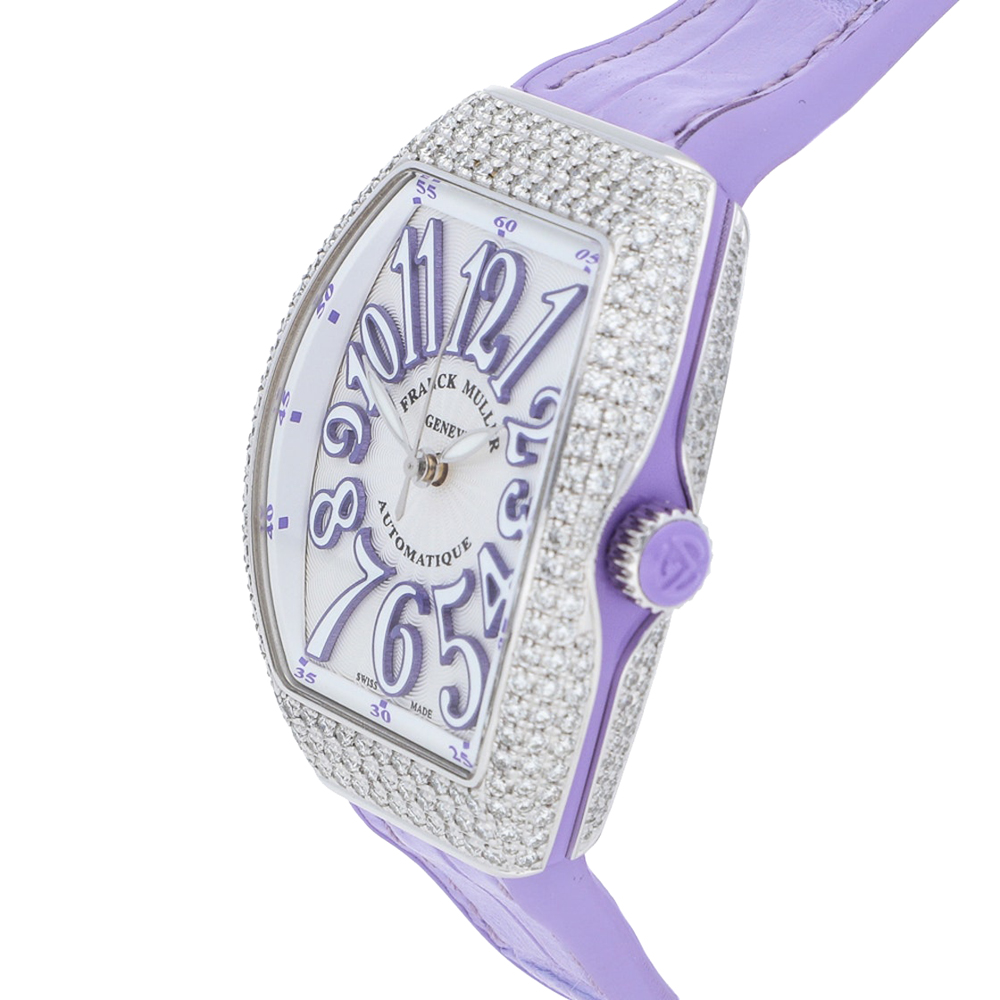 

Franck Muller Silver Diamonds Stainless Steel Vanguard V SC AT AC FO D VL Women's Wristwatch