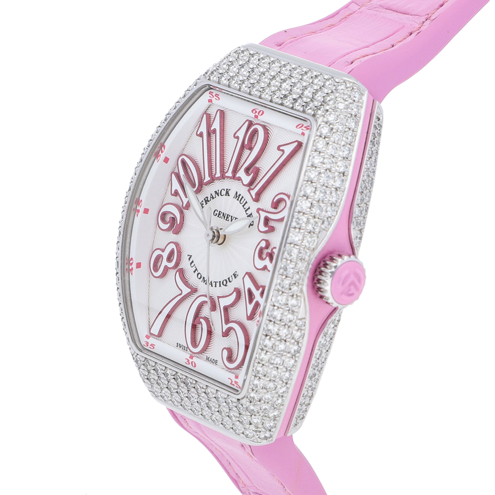 

Franck Muller Silver Diamonds Stainless Steel Vanguard V SC AT AC FO D RS Women's Wristwatch