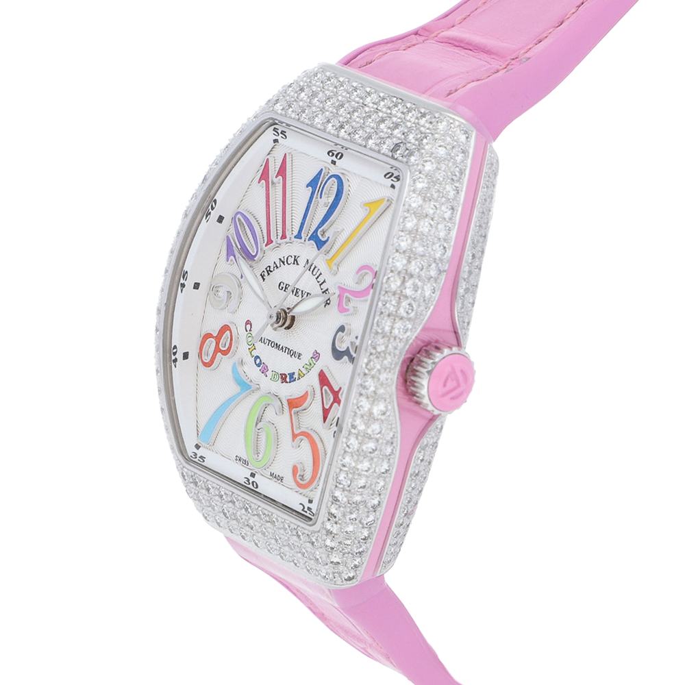 

Franck Muller Silver Diamonds Stainless Steel Vanguard V SC AT AC FO COL D RS Women's Wristwatch