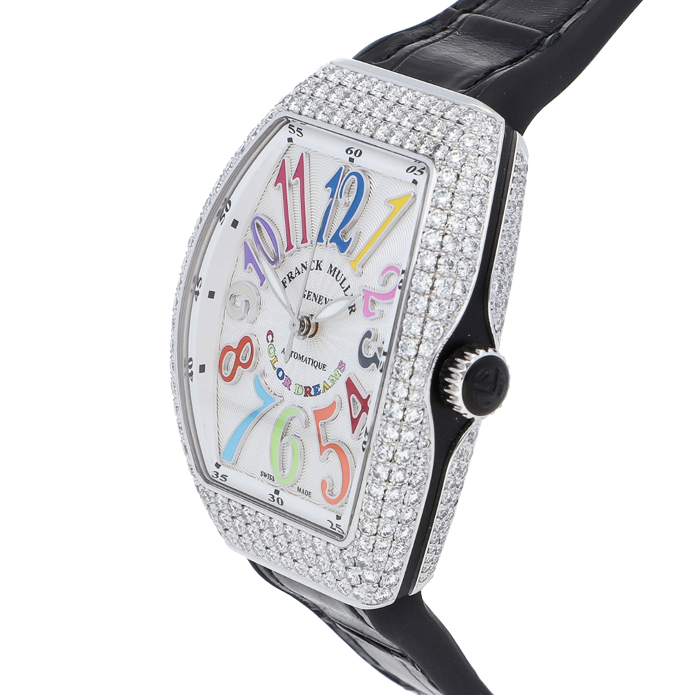 

Franck Muller Silver Diamonds Stainless Steel Vanguard V SC AT AC FO COL D NR Women's Wristwatch