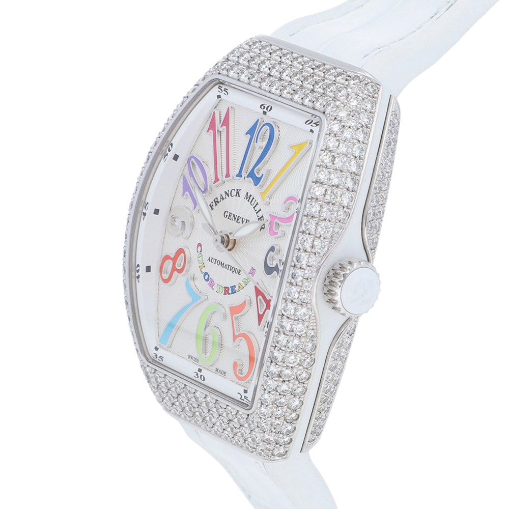 

Franck Muller Silver Diamonds Stainless Steel Vanguard V SC AT AC FO COL D BC Women's Wristwatch