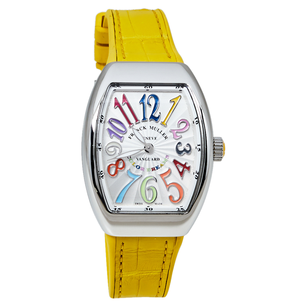 Click to view more detailed imagery on our partner's website Pre-owned Franck Muller Silver Stainless Steel Vanguard Color Dreams V 32 Qz Women's Wristwatch 32 Mm