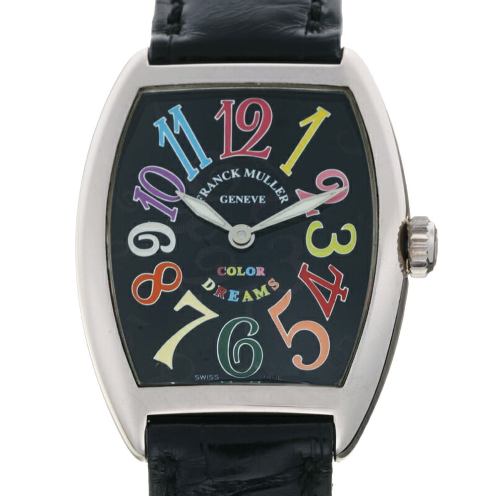 Pre-owned Franck Muller Black 18k White Gold Color Dreams 7502qz Women's Wristwatch 28.5 Mm