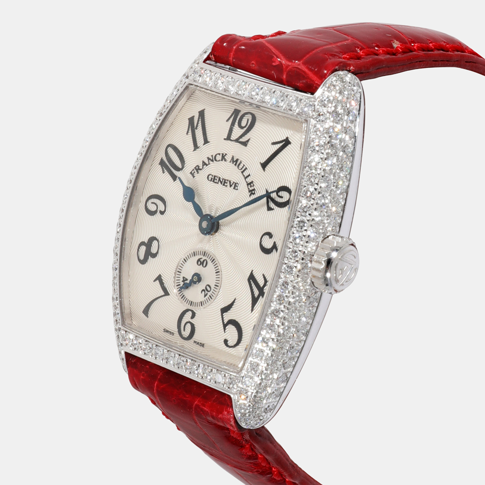 

Franck Muller Silver Diamond 18k White Gold Cintree Curvex 1750 S6 D Manual Winding Women's Wristwatch 25 mm