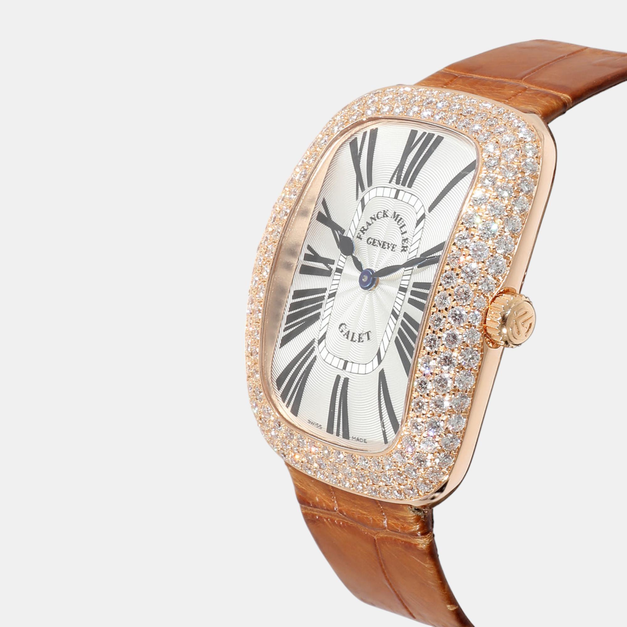 

Franck Muller Silver Diamond 18k Rose Gold Galet 3002 M QZ R D3 Quartz Women's Wristwatch 34 mm