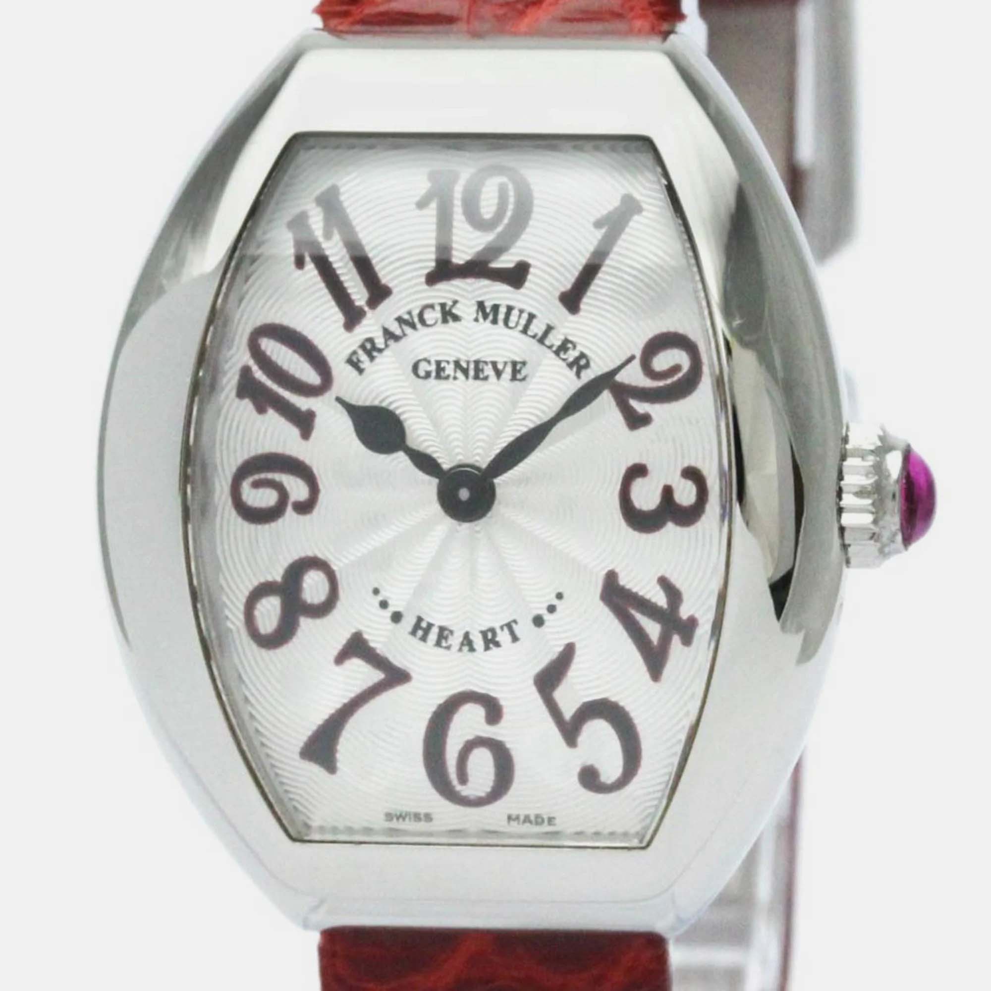 Pre-owned Franck Muller Silver Stainless Steel Heart To Heart 5002sqzja Quartz Women's Wristwatch 26 Mm