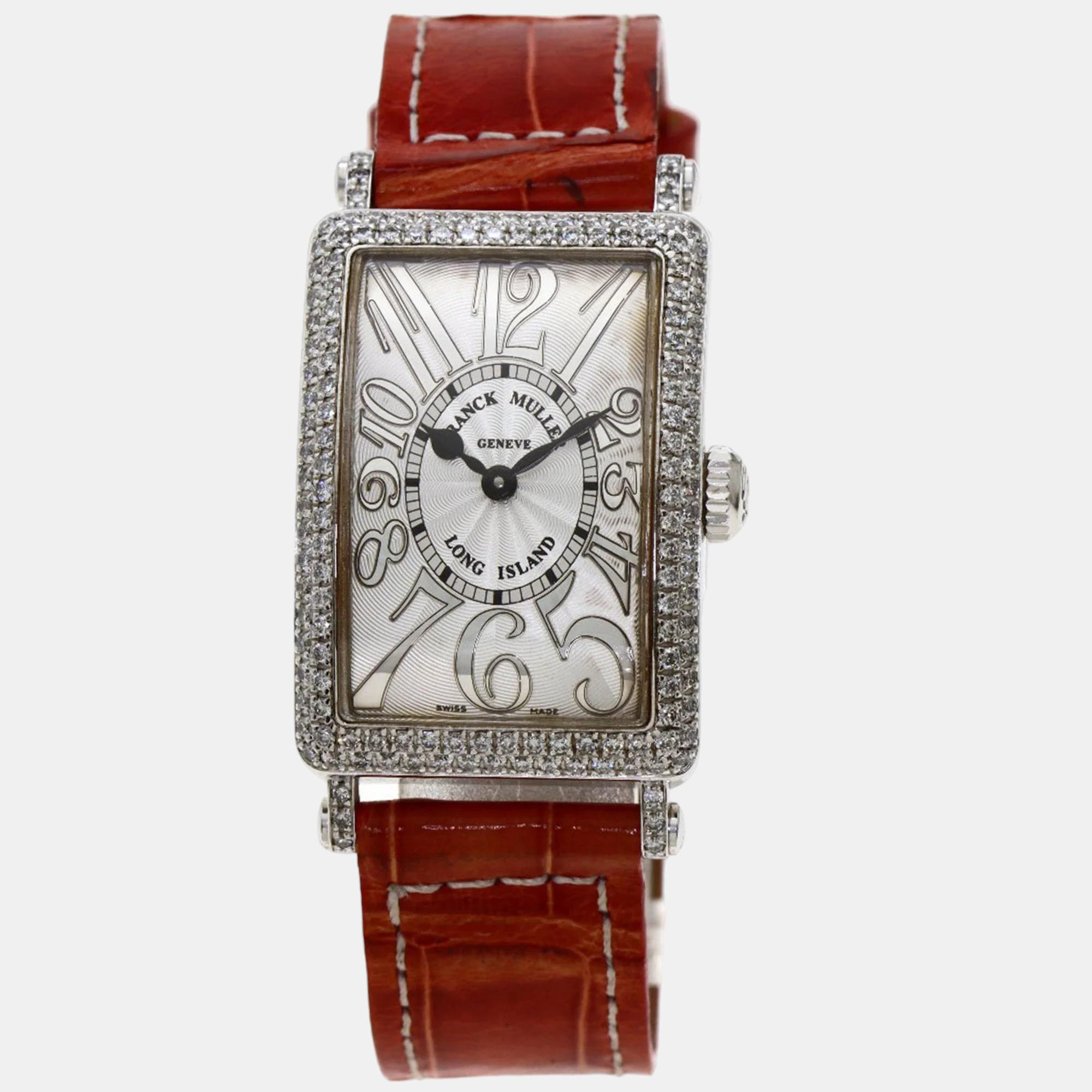 

Franck Muller Silver 18K White Gold Long Island Women's Wristwatch 24 mm