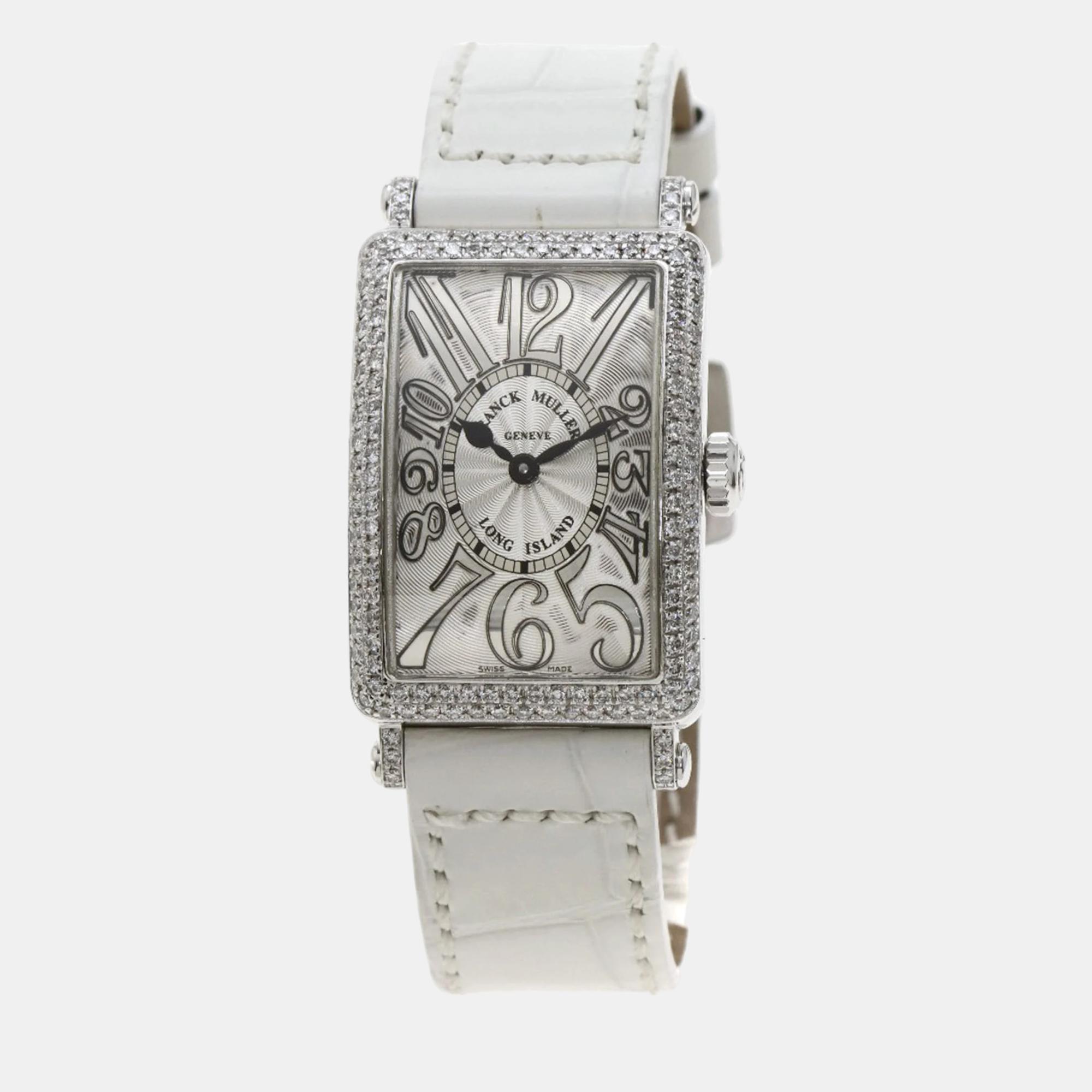 

Franck Muller Silver 18K White Gold and Diamond Long Island Women's Wristwatch 22 mm