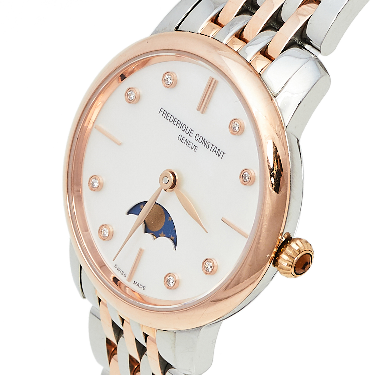 

Frederique Constant Mother of Pearl Two-Tone Stainless Steel Slim Line FC-206MPWD1S2B Women's Wristwatch, White