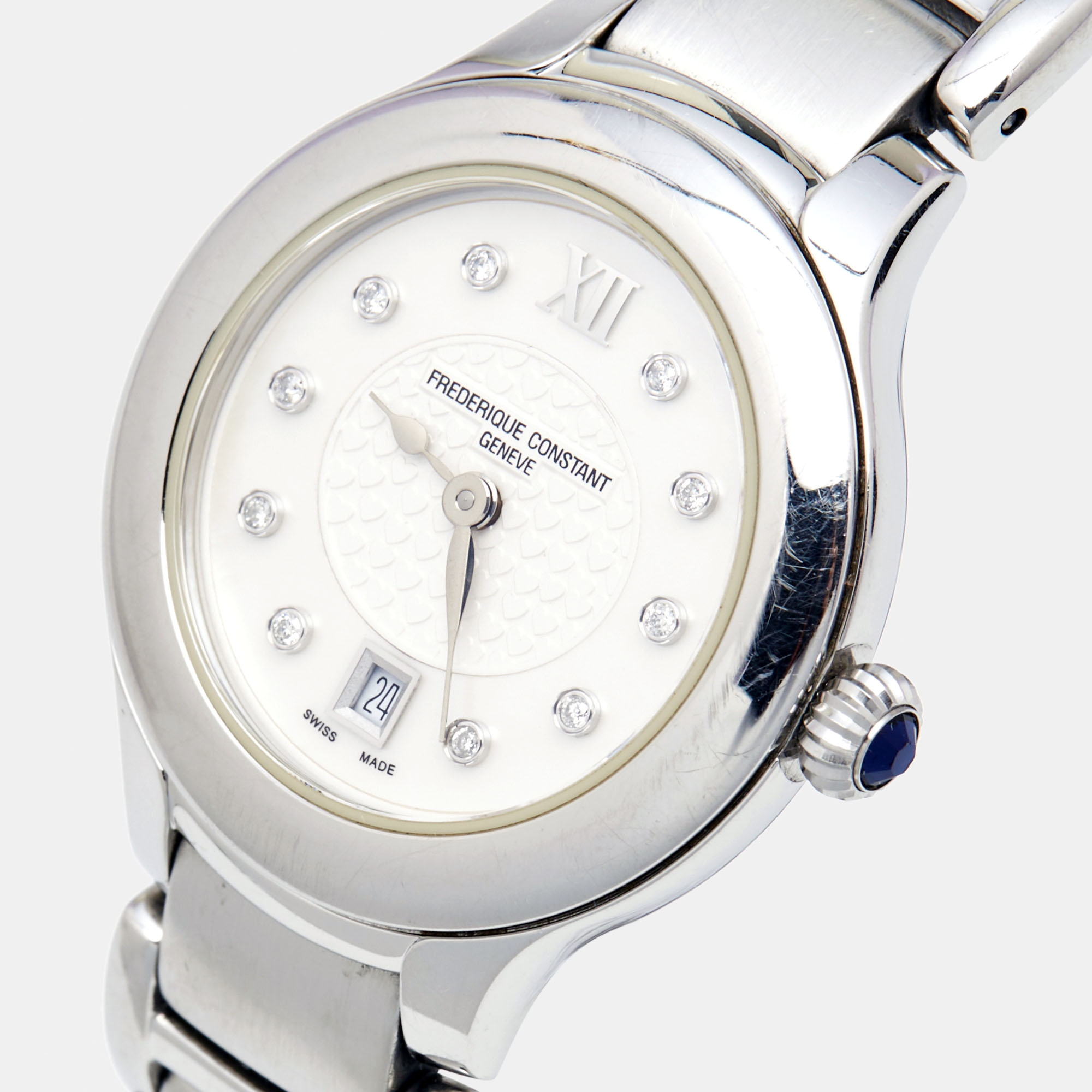 

Frederique Constant Mother Of Pearl Stainless Steel Diamond Delight FC-220X2ER22/4/5/6 Women's Wristwatch, Silver