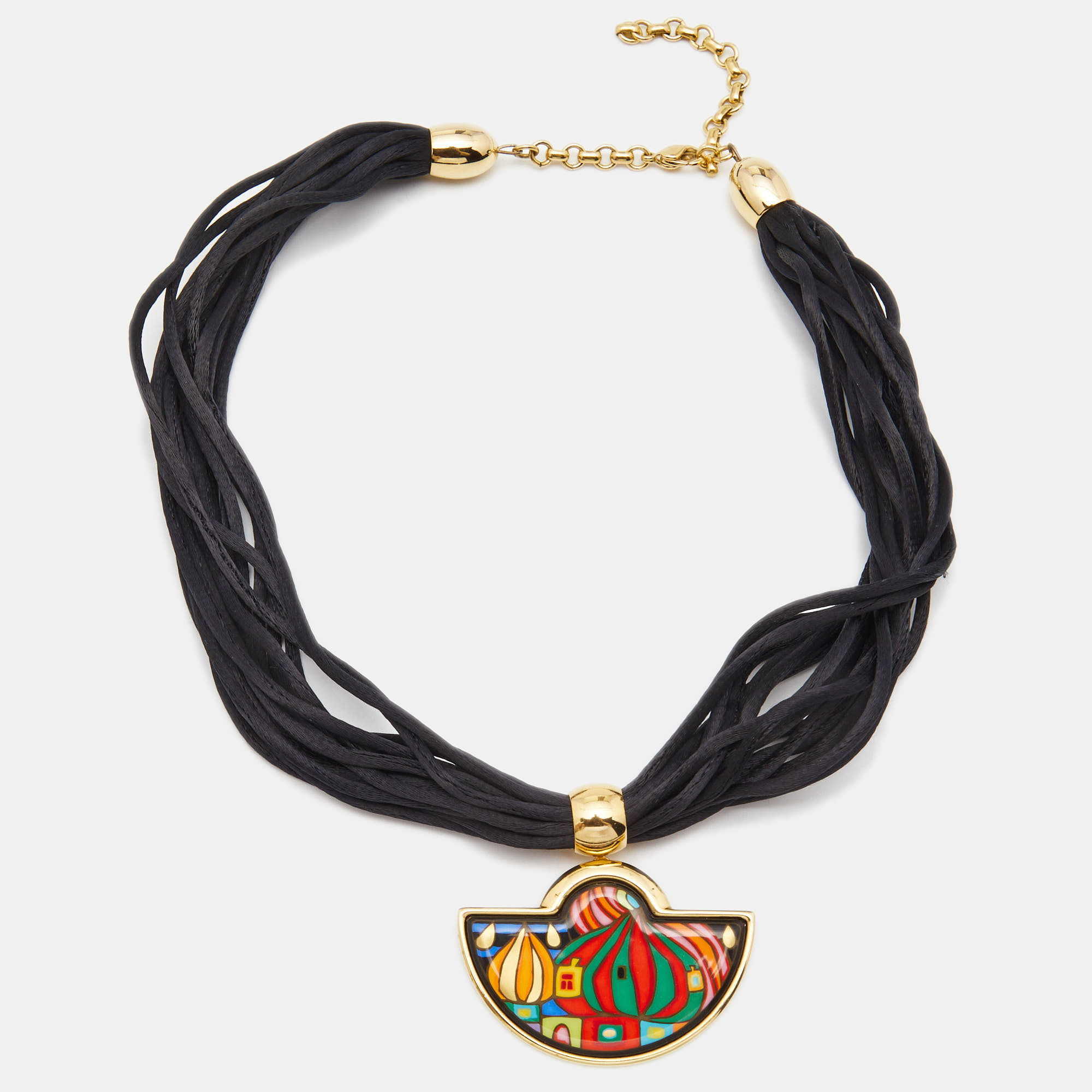 

Frey Wille Fire Enamel Gold Tone Cord Necklace