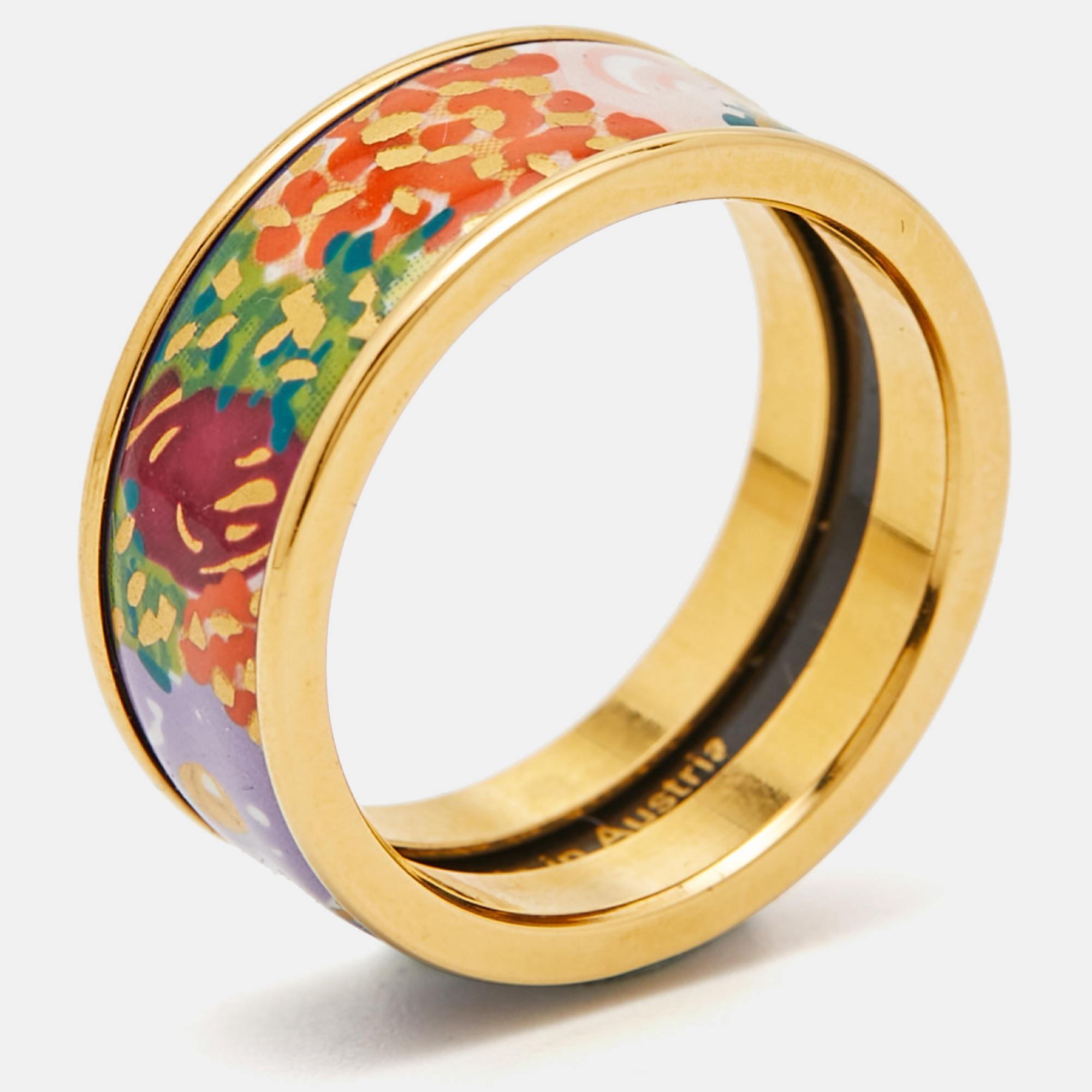 

Frey Wille Fire Enamel Gold Tone Ring Size