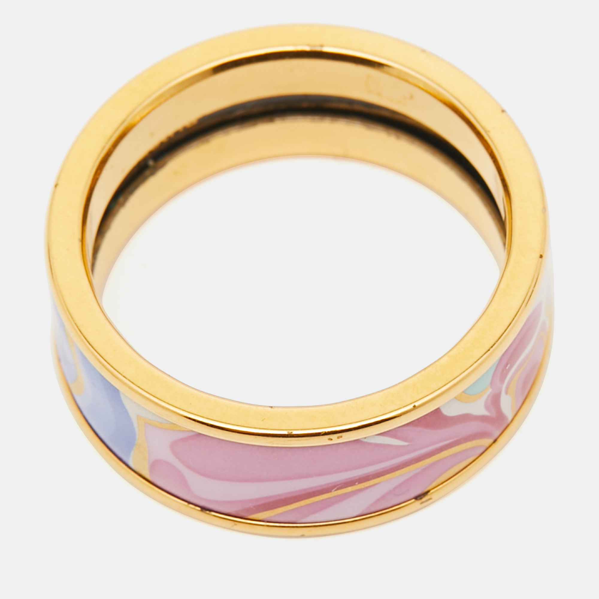 Frey Wille Multi Color Fire Enamel Gold Tone Band Ring Size 55 