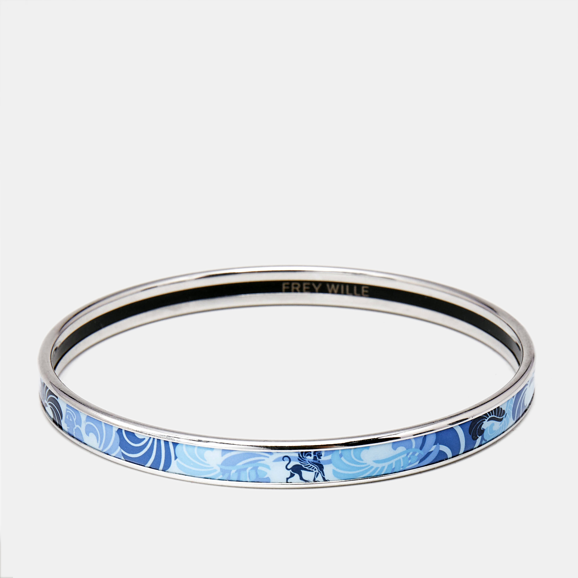 

Frey Wille Blue Enamel Silver Tone Ultra Bangle Bracelet