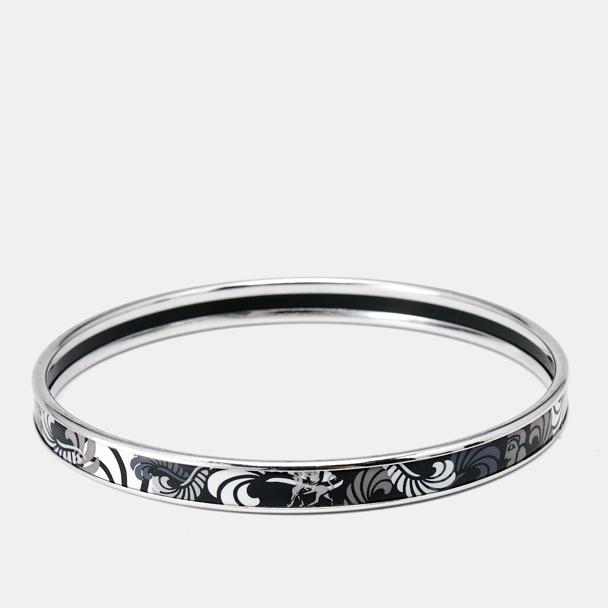 

Frey Wille Black Enamel Silver Tone Ultra Bangle Bracelet