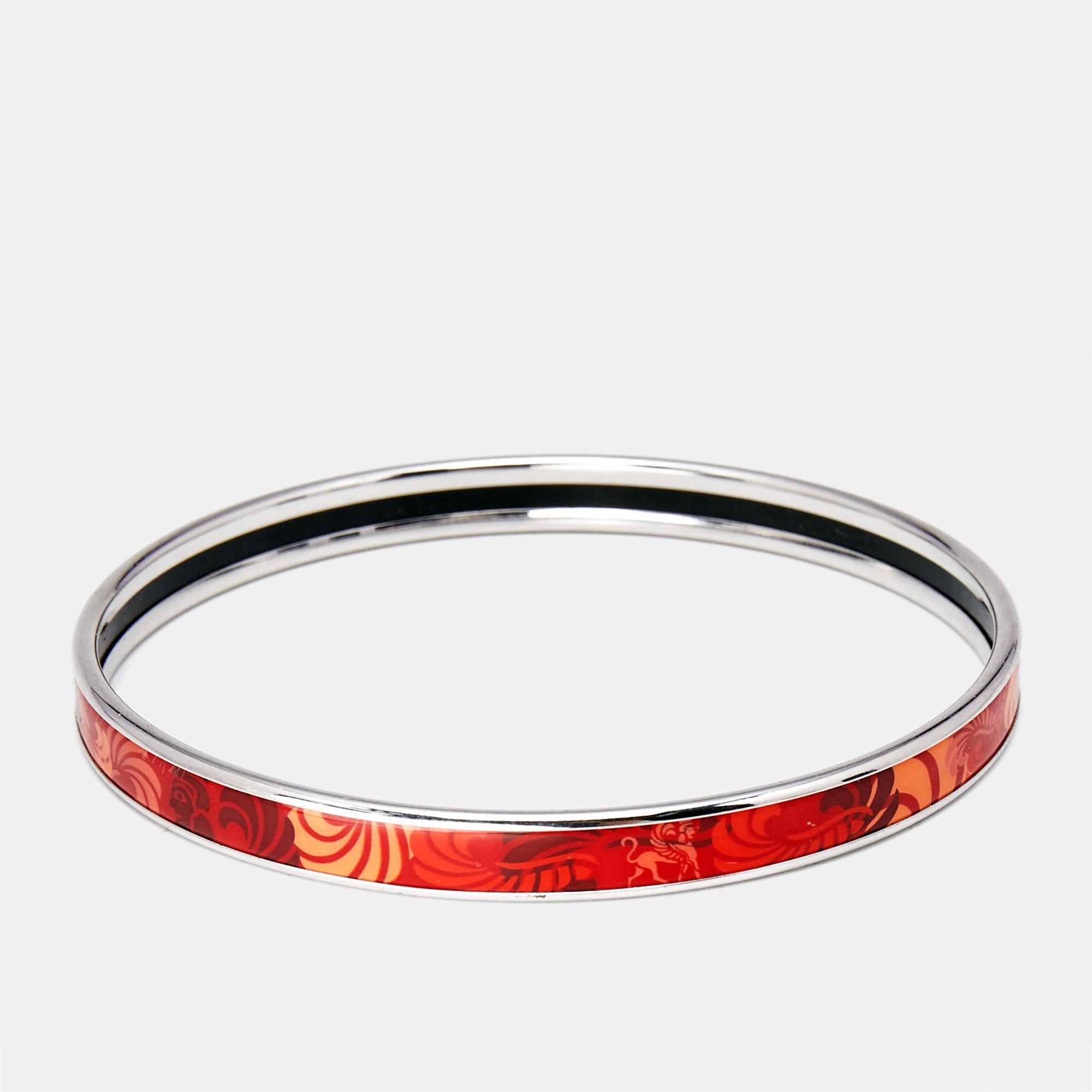 

Frey Wille Red Enamel Silver Tone Ultra Bangle Bracelet