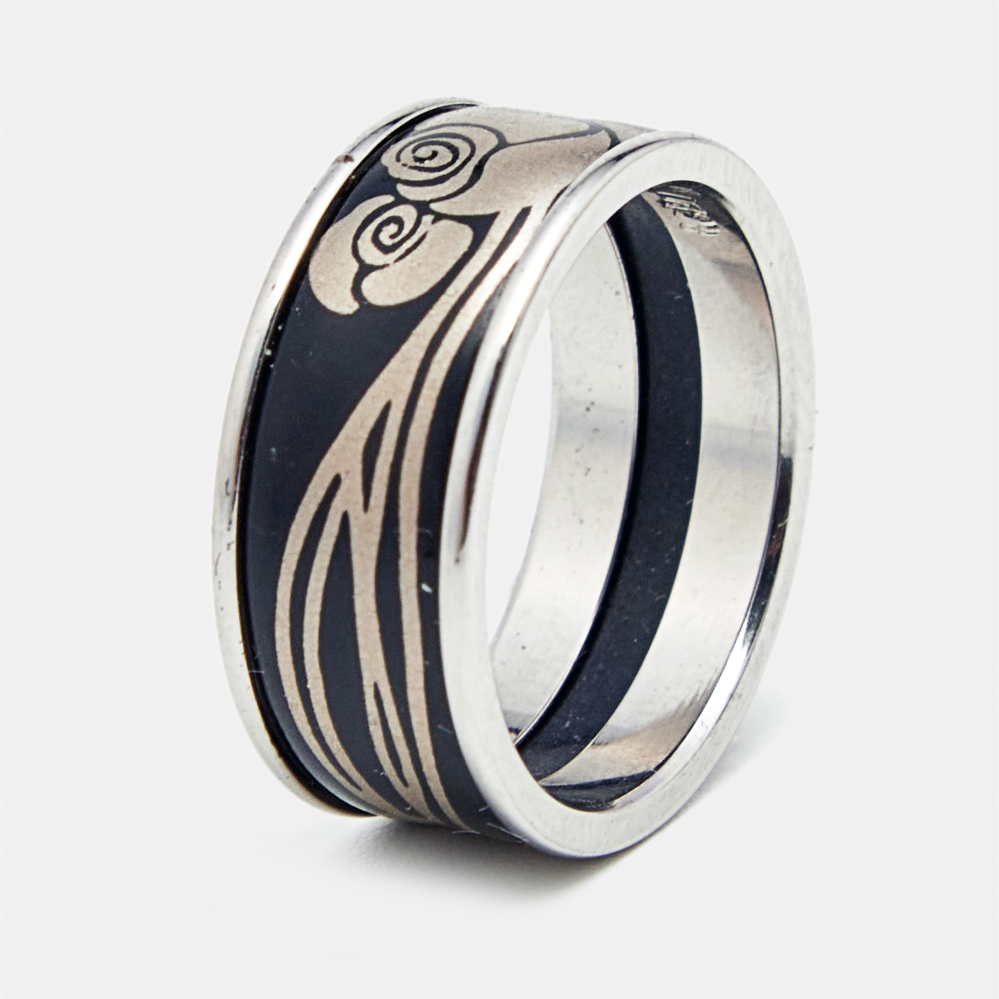 

Frey Wille Fire Enamel Silver Tone Ring Size