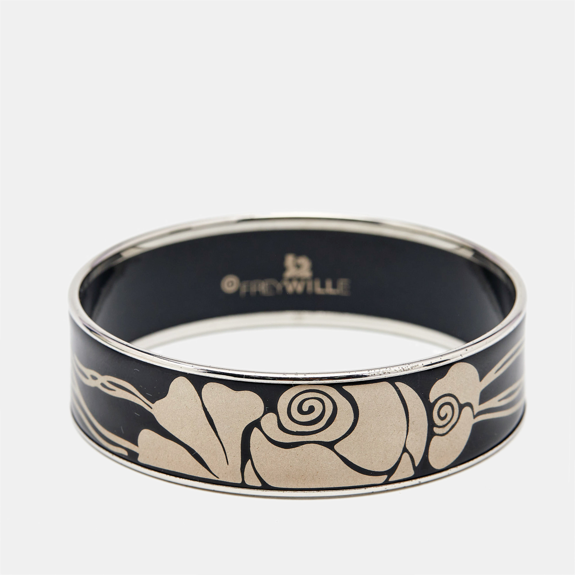 

Frey Wille Fire Enamel Silver Tone Bangle Bracelet