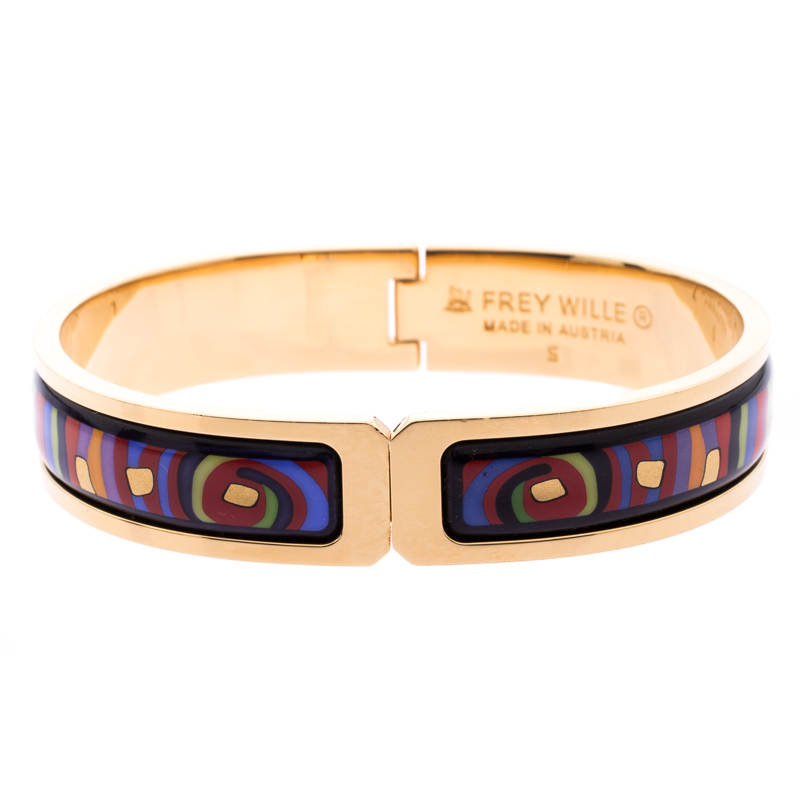 Pre Owned Frey Wille Hommage à Hundertwasser Spiral of Life Multicolor Fire Enamel Ballerina Bracelet S