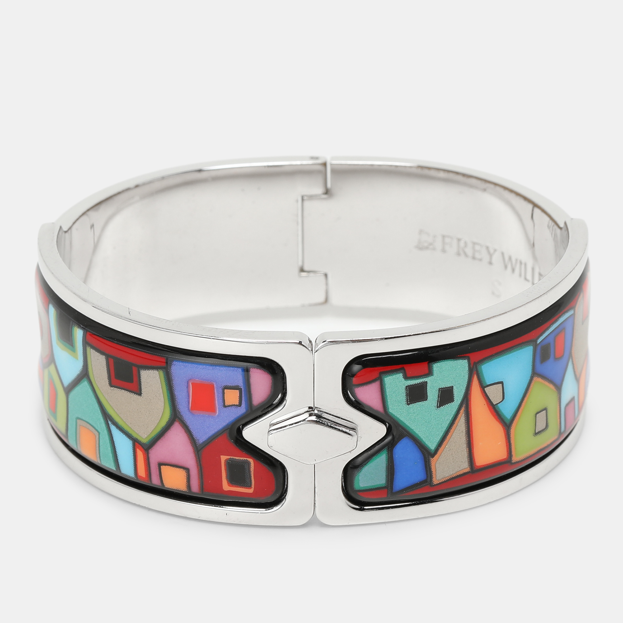 

Frey Wille Multicolor Enamel Silver Tone Clasp Bracelet