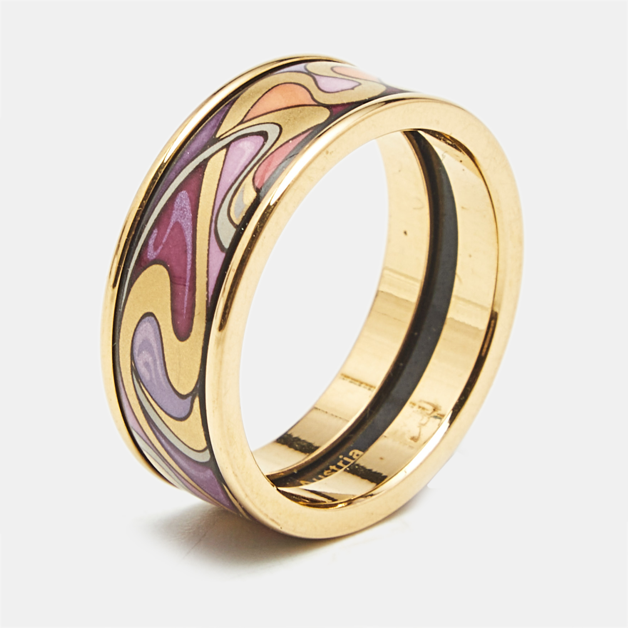 

Frey Wille Fire Enamel Gold Tone Ring Size